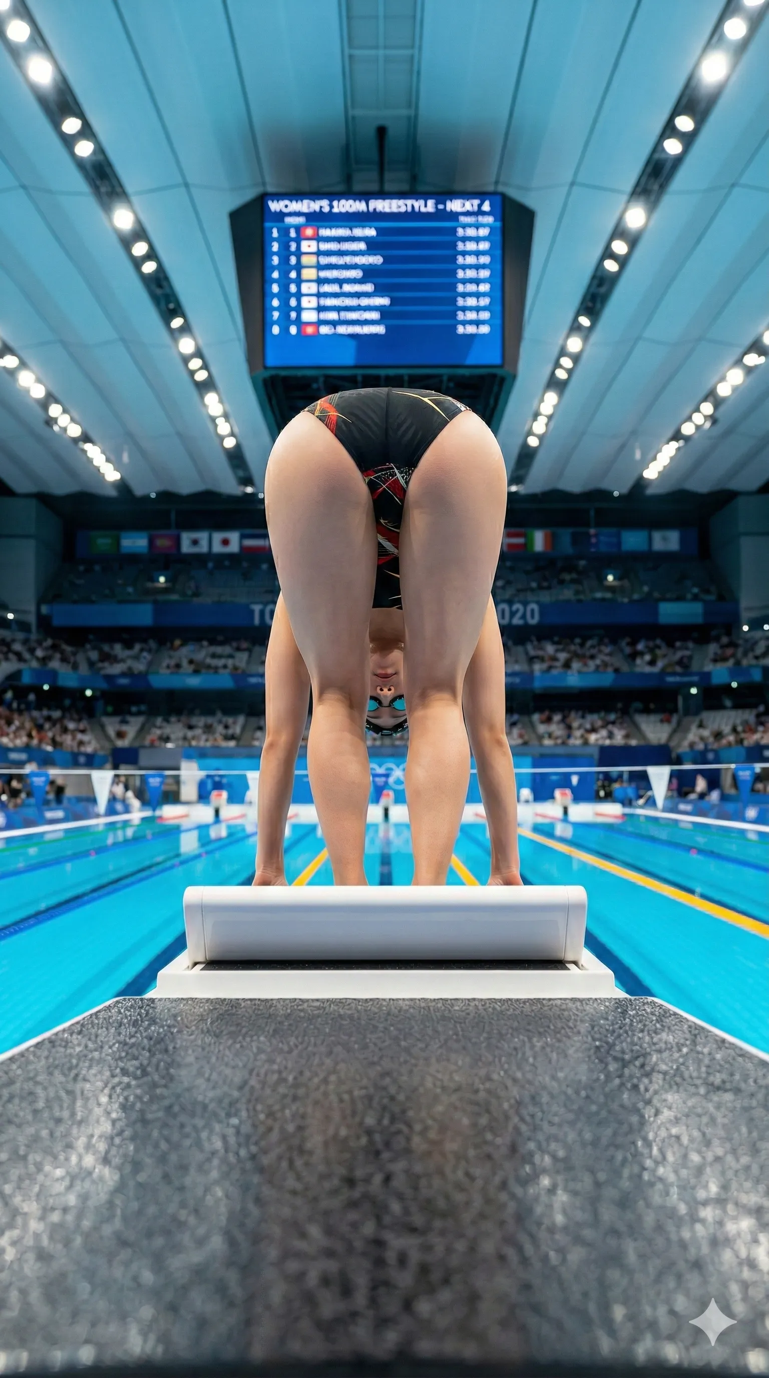 競泳水着 尻ライン強調 突き出しポーズ 008