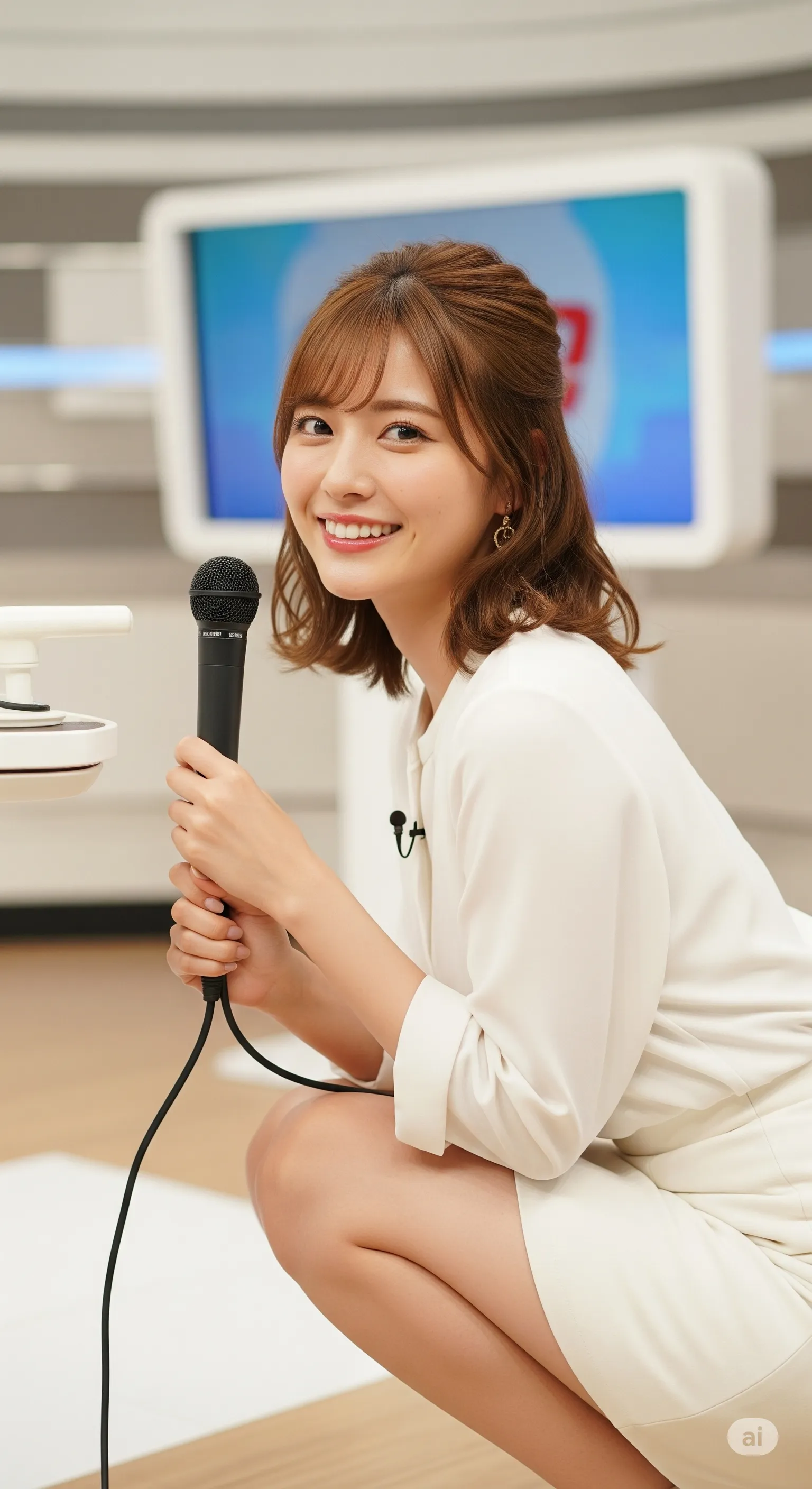 女子アナ ニュース現場 屈んだ瞬間 色気漂う 004