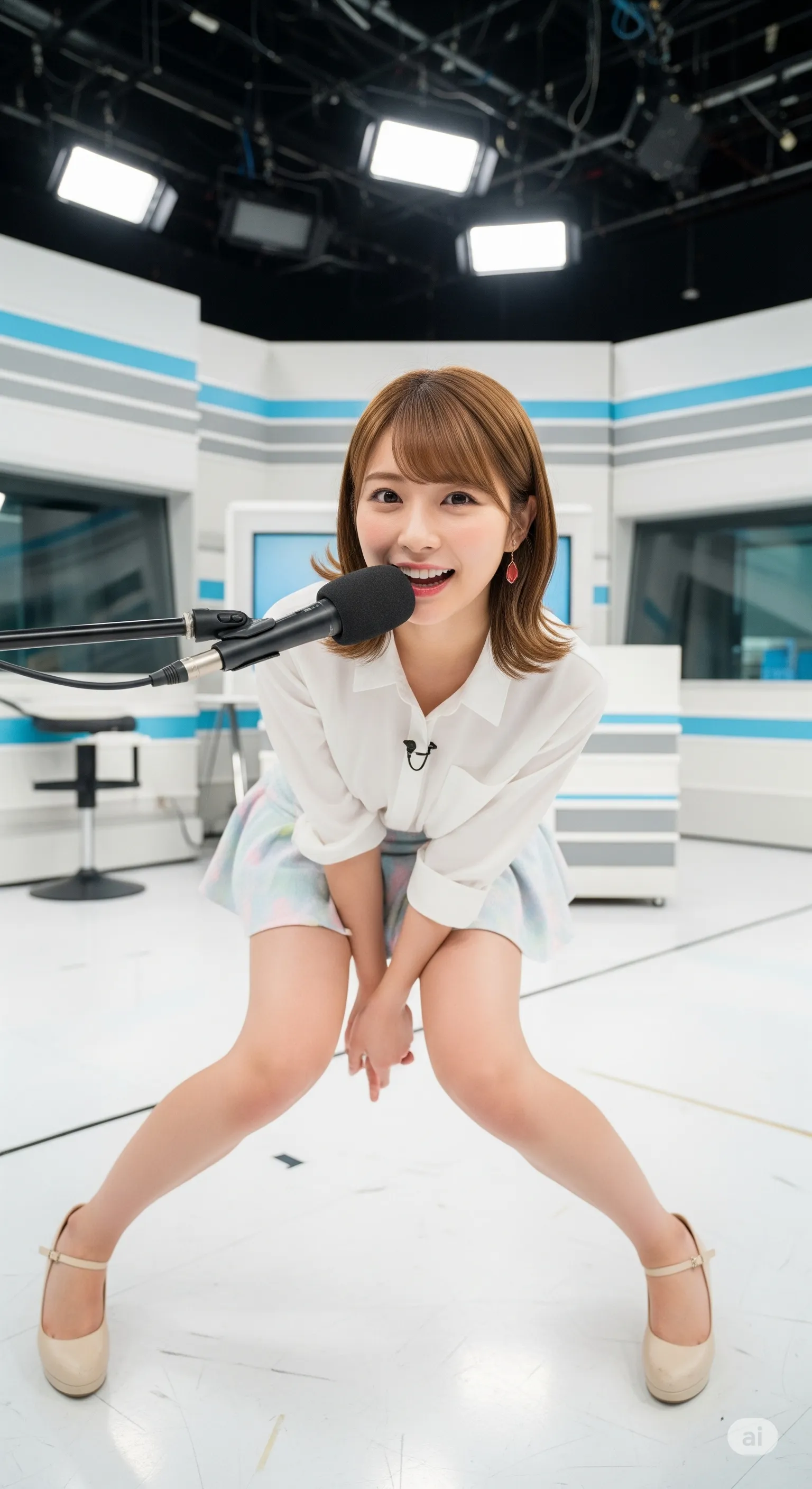 女子アナ ニュース収録 屈みポーズ微エロ 036