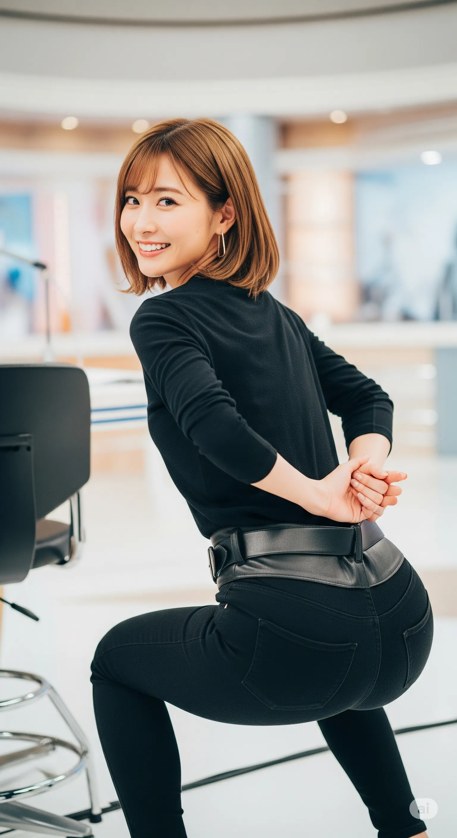 女子アナ スタジオ姿勢 タイト美ライン 037