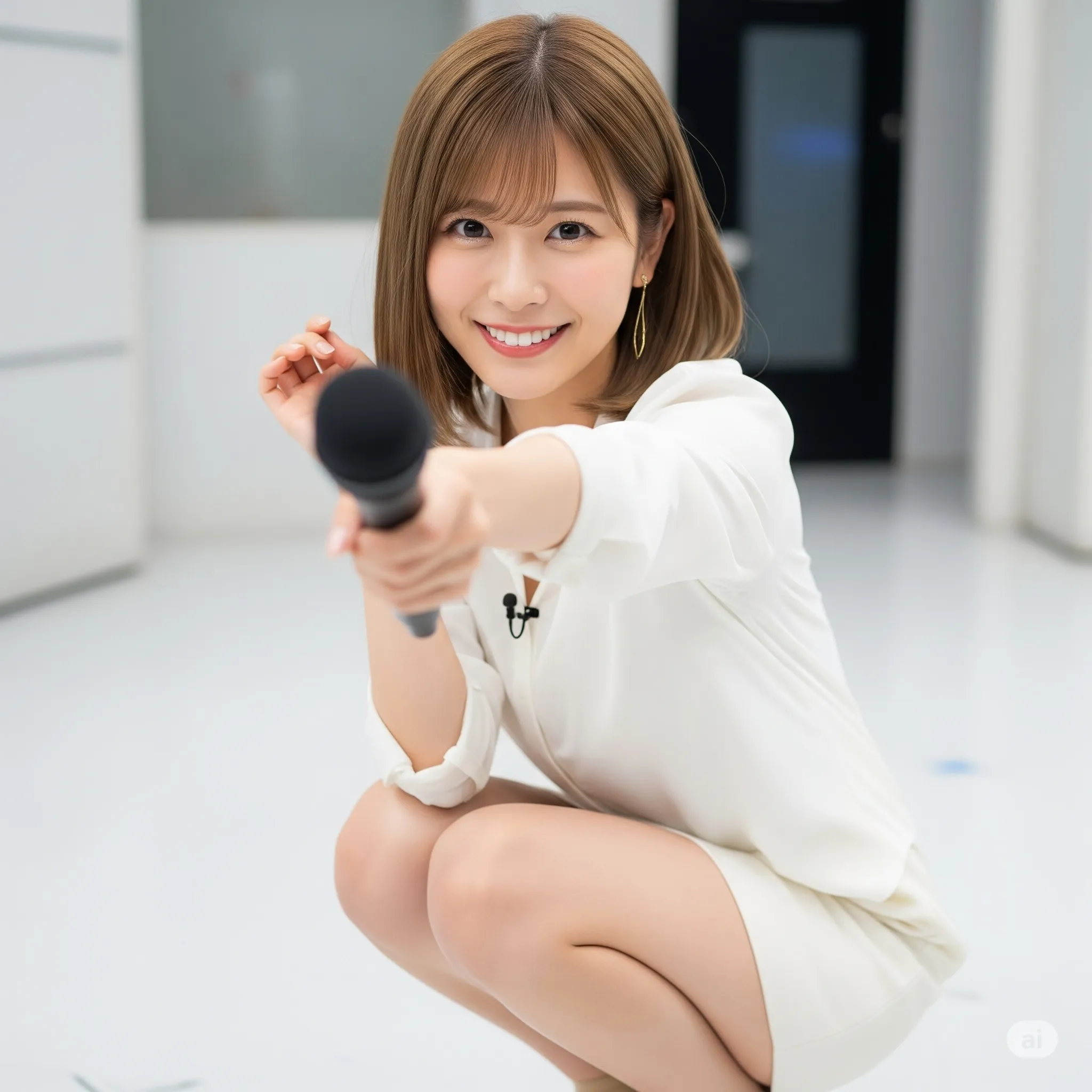 女子アナ しゃがみポーズ タイトスカート曲線 045