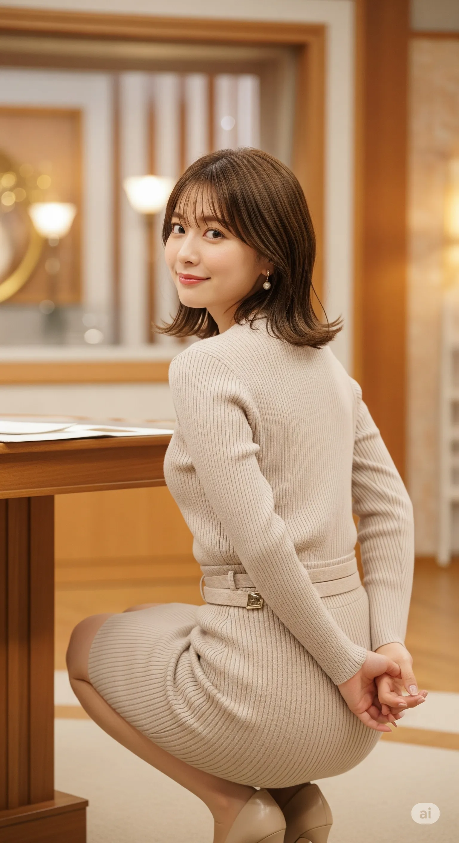 女子アナ 前傾ライン 柔らかさ伝わるフェチ 054