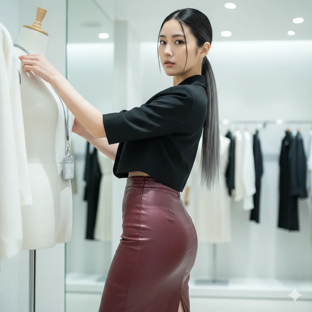 アパレル店員 お姉さん 膝立ち 尻ライン 011