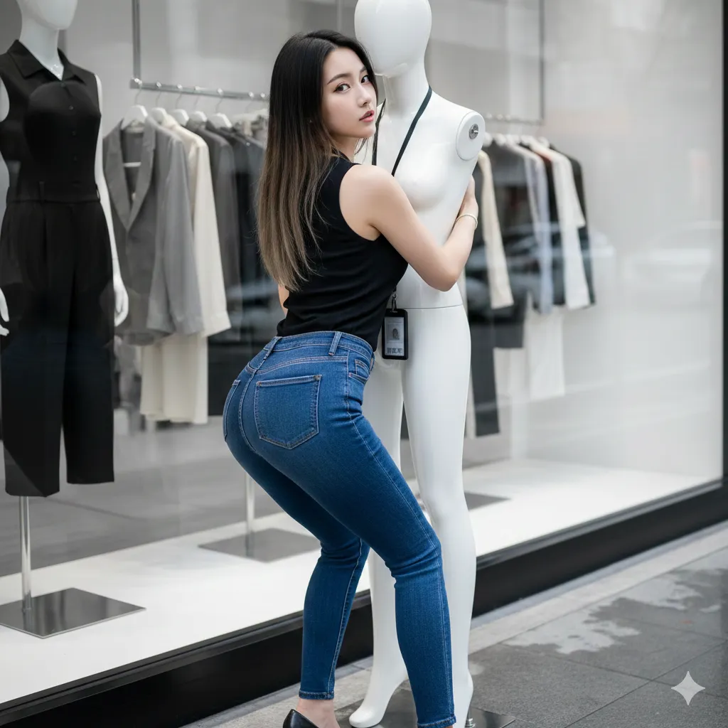 アパレル店員 しゃがみ姿勢 尻特化 015