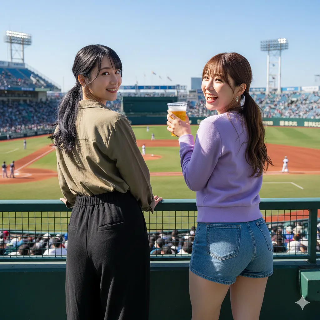 野球観戦・観客の《後ろ姿見返り》尻フェチ微エロ画像集｜球場で観ると私服がエロくなるフェチグラビア