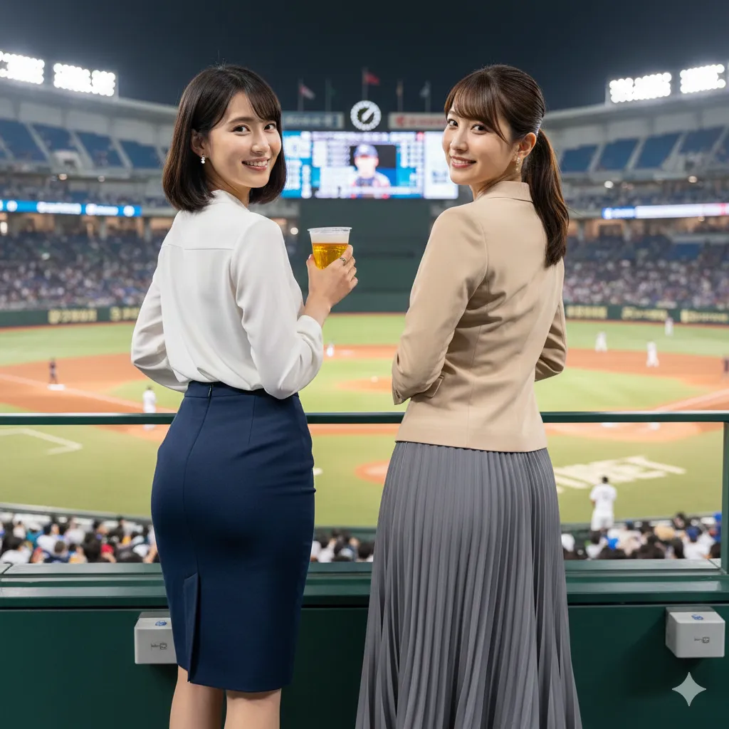 声援を送る背中と、強調されたお尻のコントラスト