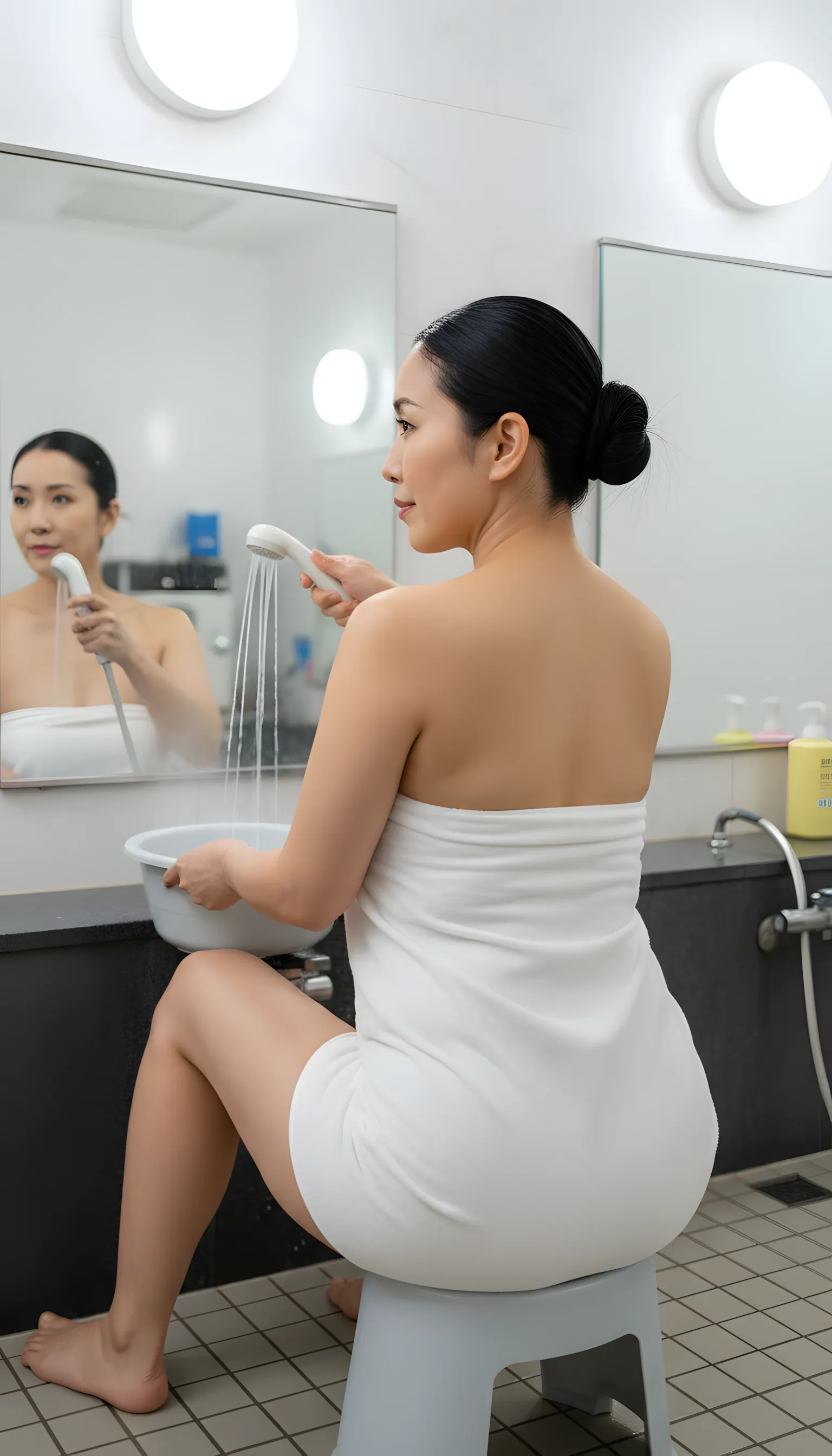 入浴 煽りアングル 最高の肉感 008