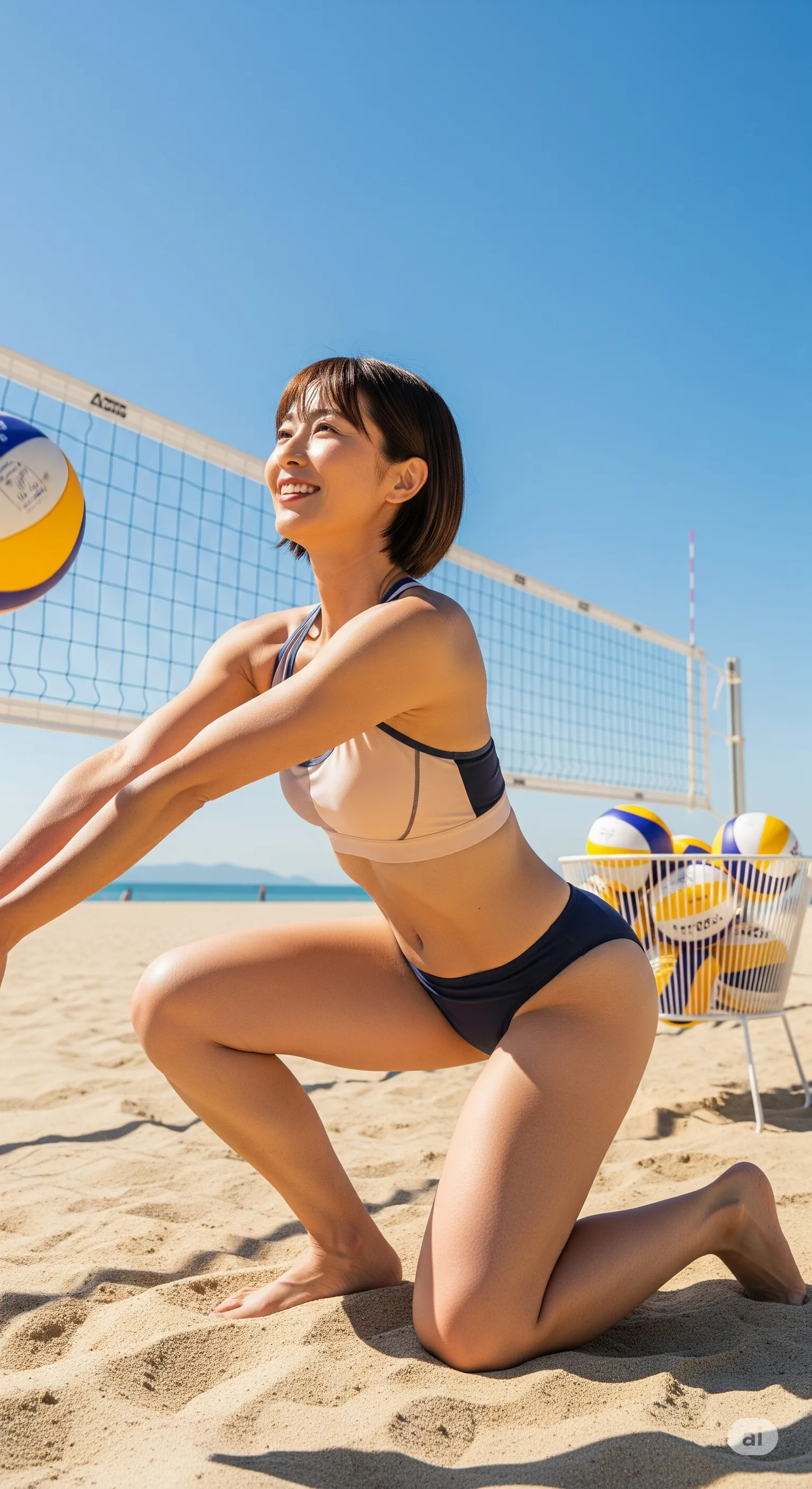 しゃがみ気味の前傾姿勢で映すヒップライン 034