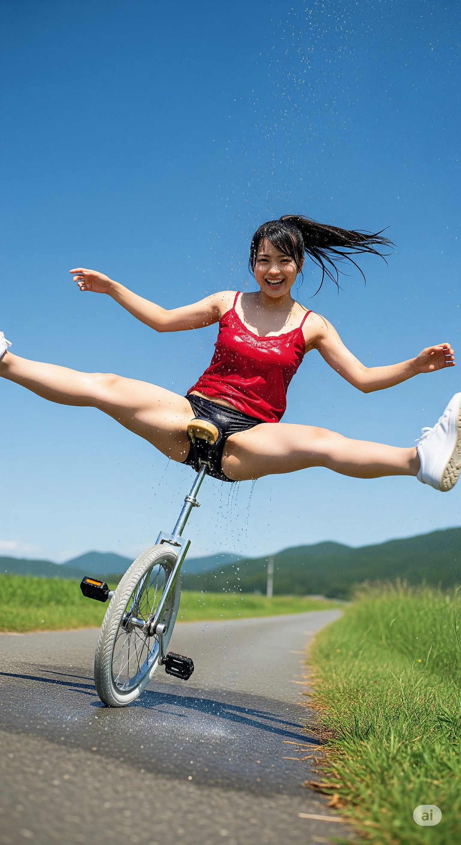 女性の自転車開脚 サドルとパンティのフェチグラビア