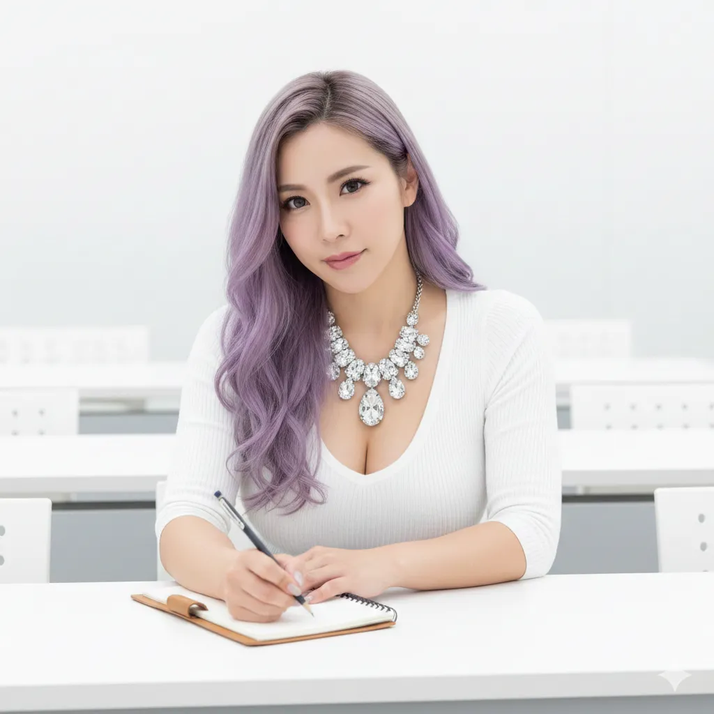 資料をめくる仕草が色っぽいギャルの主観風構図