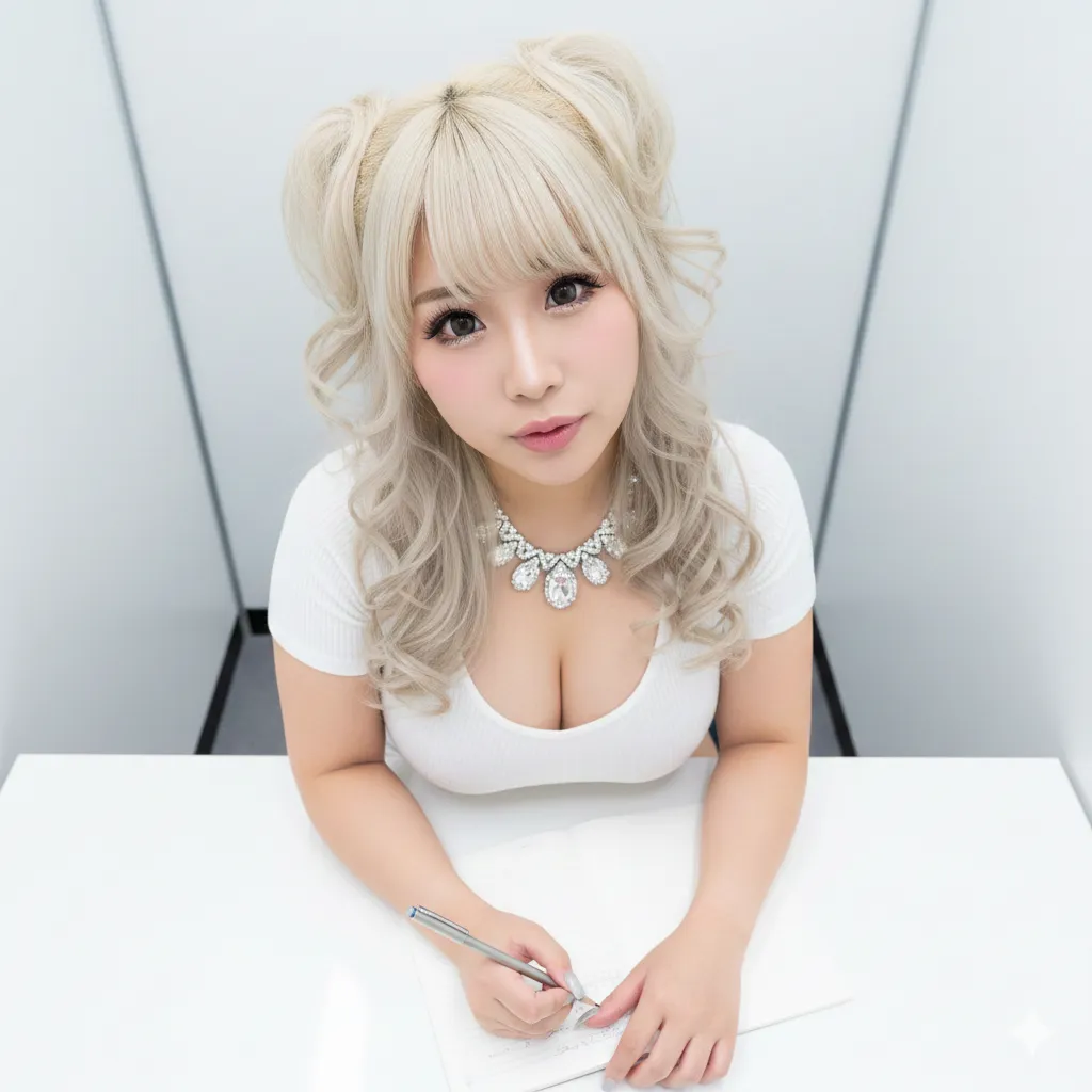 部屋の柔らかな光で白Tシルエットが際立つショット