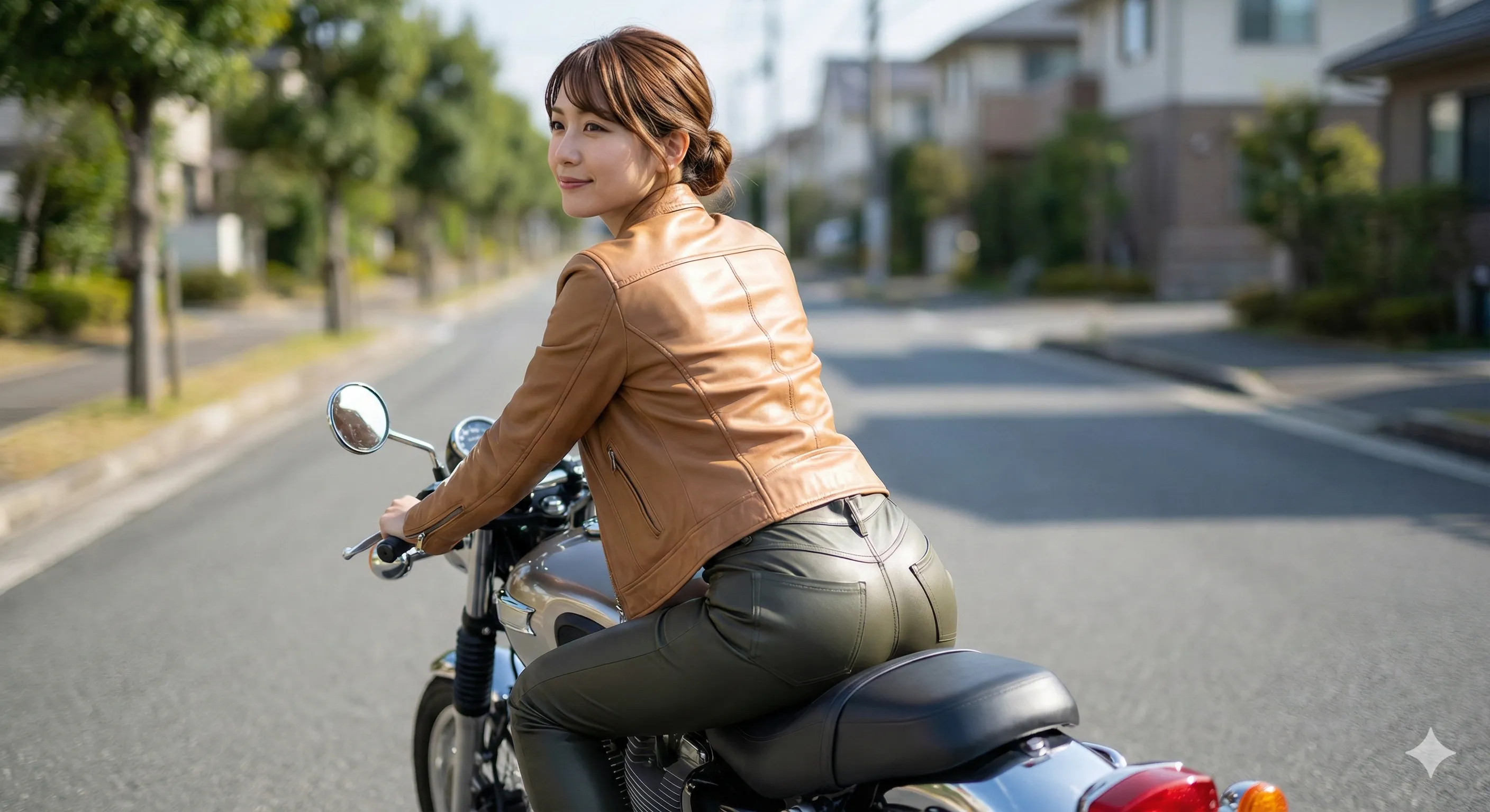 レザーパンツ 尻フェチ 跨がり 031