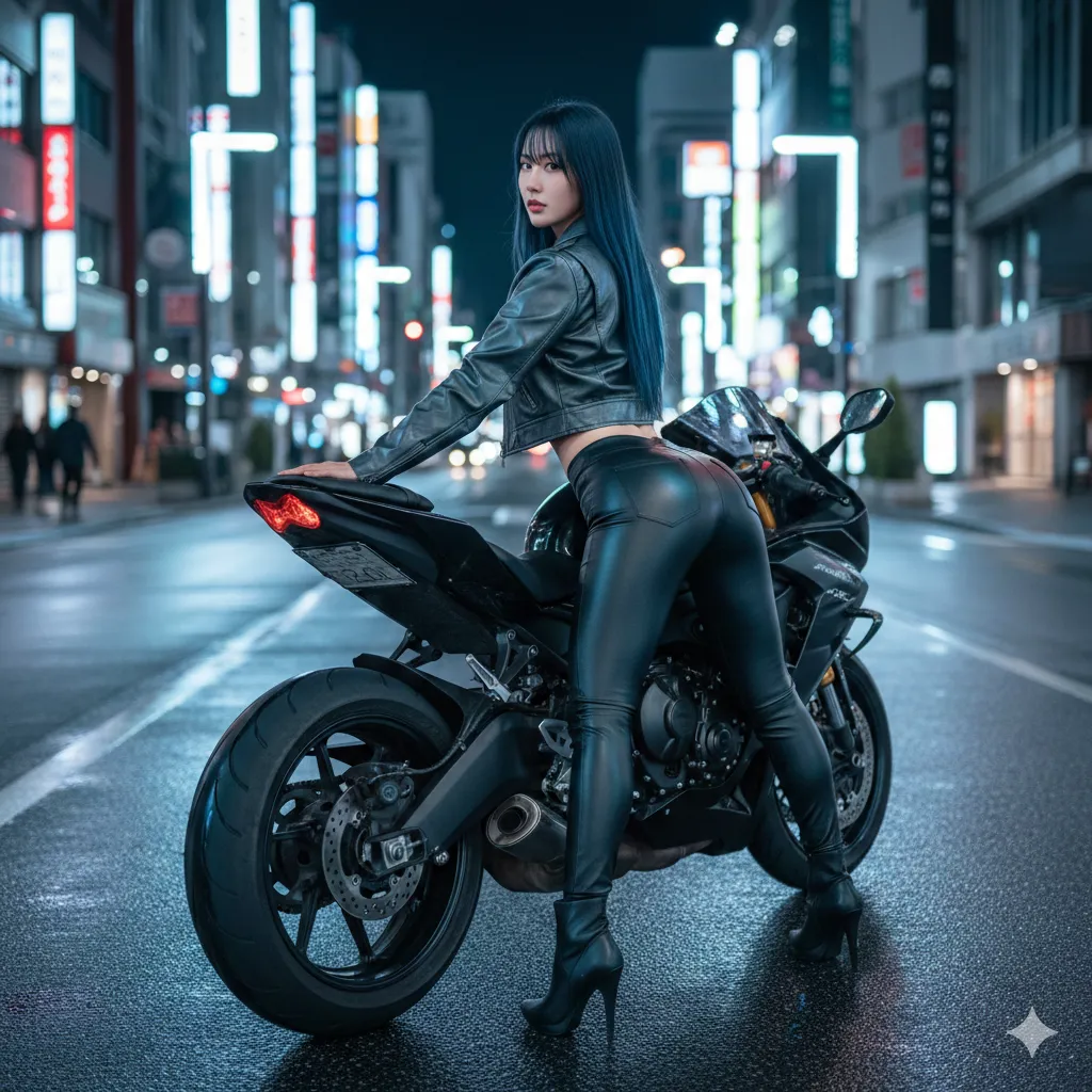 ライダース女子 後姿 尻の丸み 032