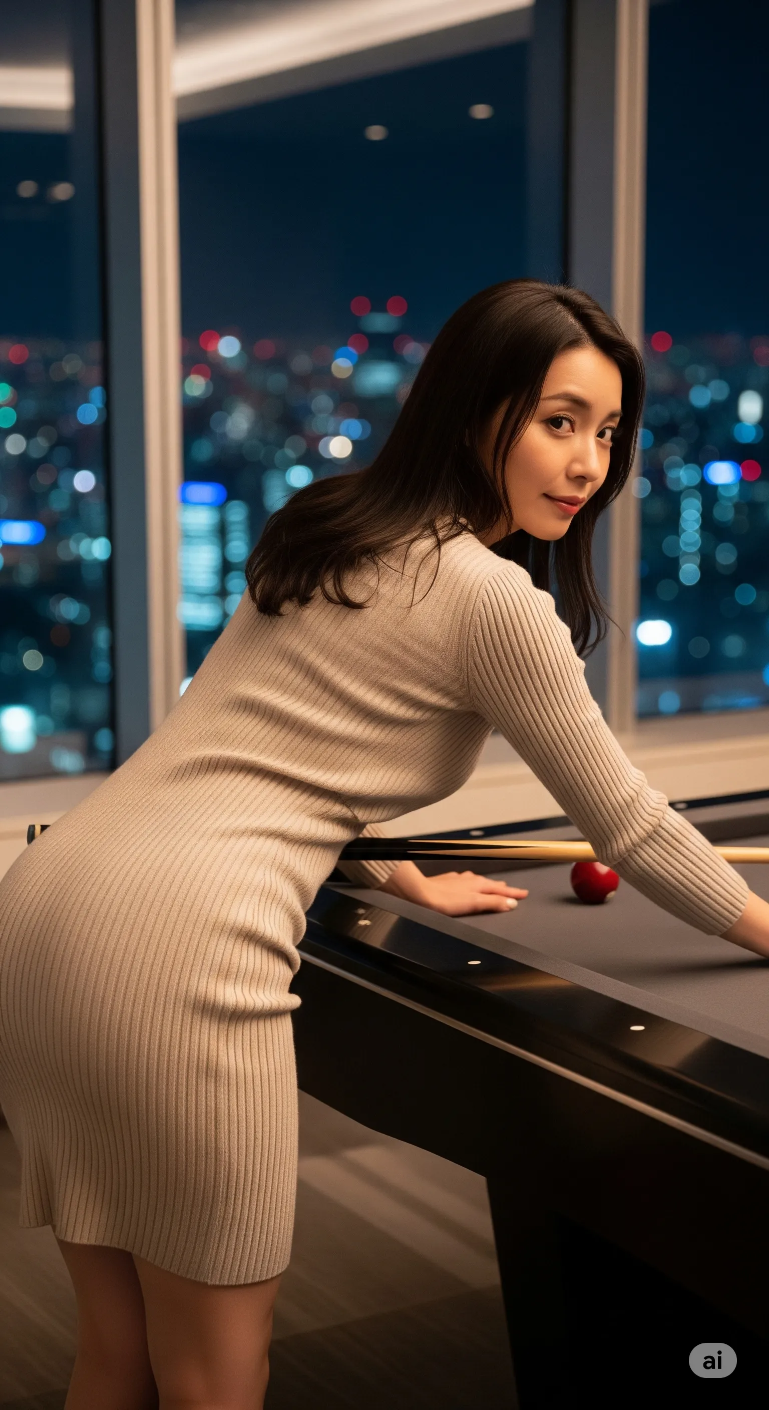 ビリヤード×タイトドレス尻フェチ画像集｜艶めく大人の微エログラビア