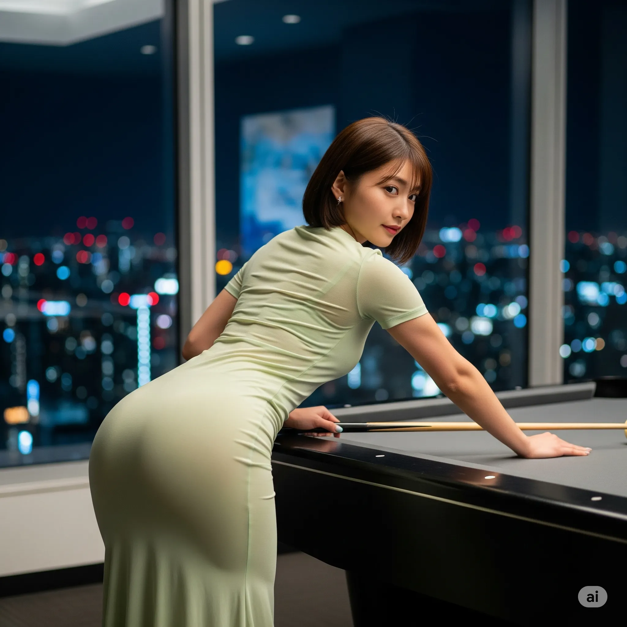 腰を突き出すポーズ 尻フェチ ビリヤード 008