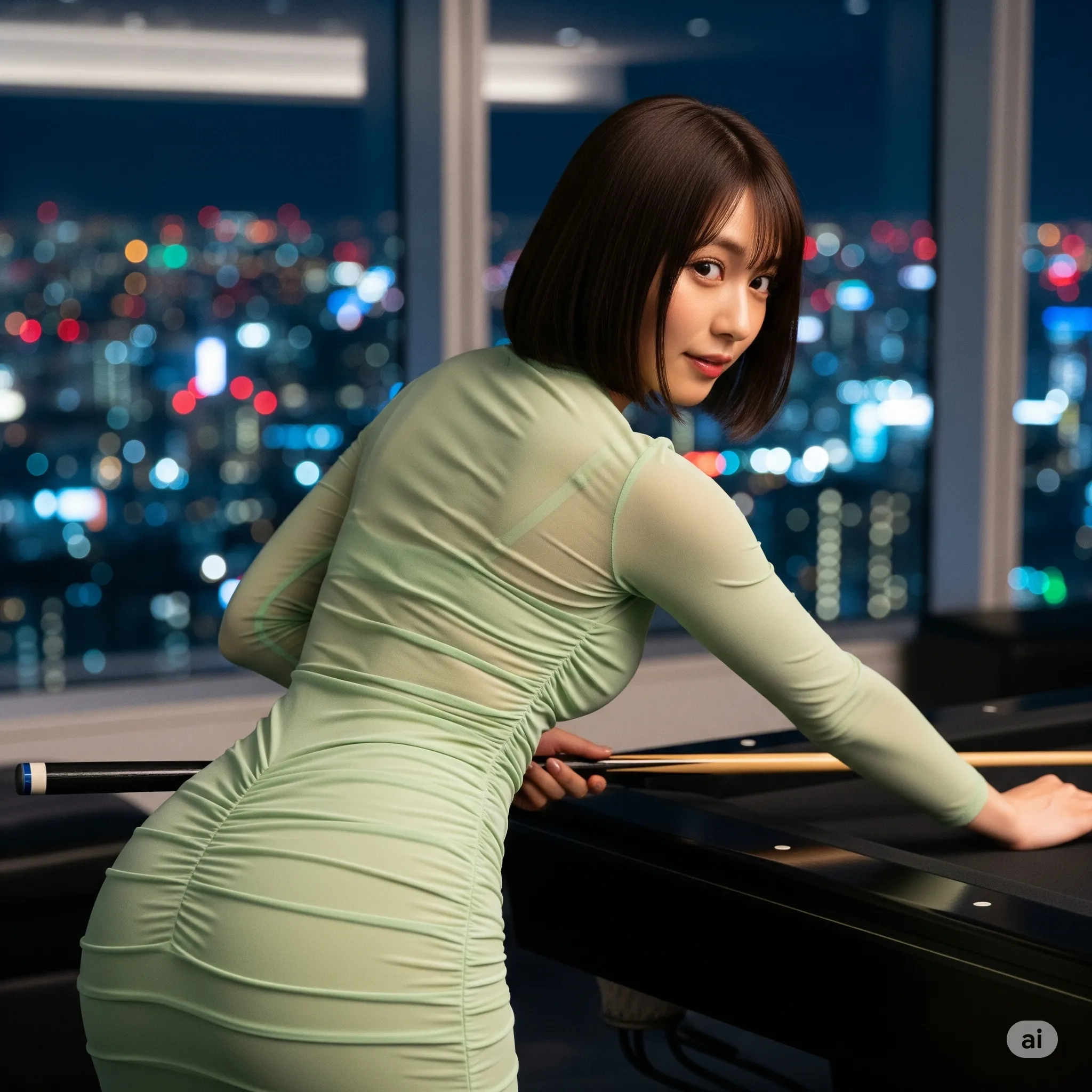 後ろ姿の誘惑 尻曲線 タイトワンピ女性 014