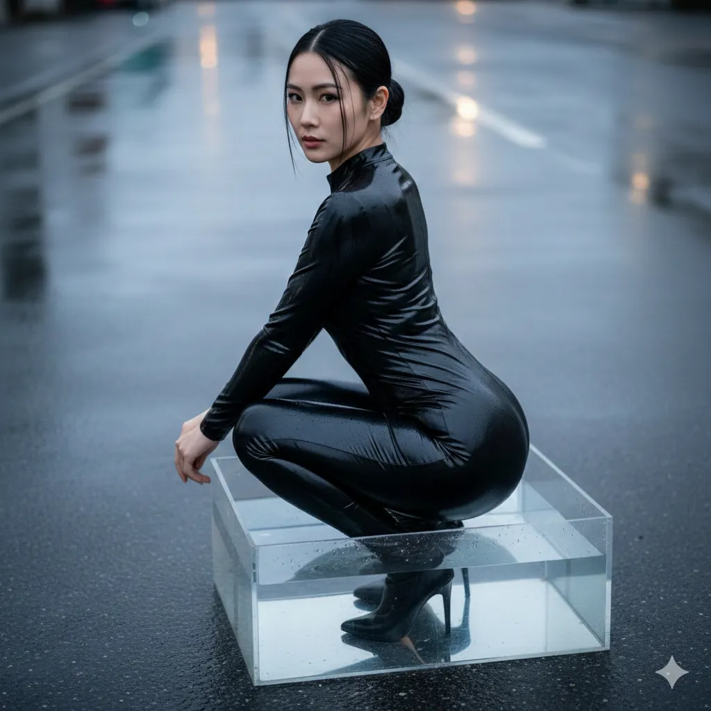 都市背景の柔らかな光がモデルの魅力を引き立てる一枚 グラビア エロ画像