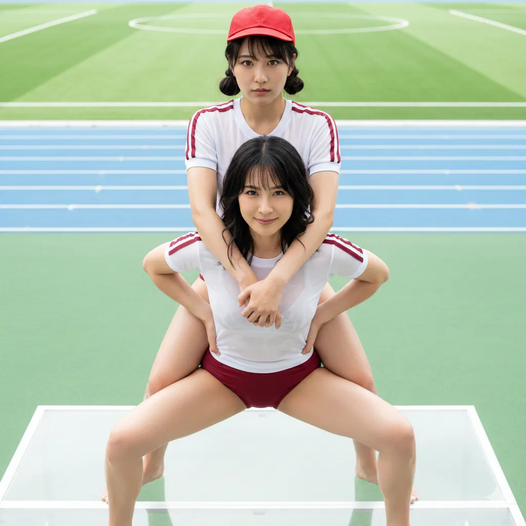 おんぶされた美女の脚が揺れる自然な瞬間のショット