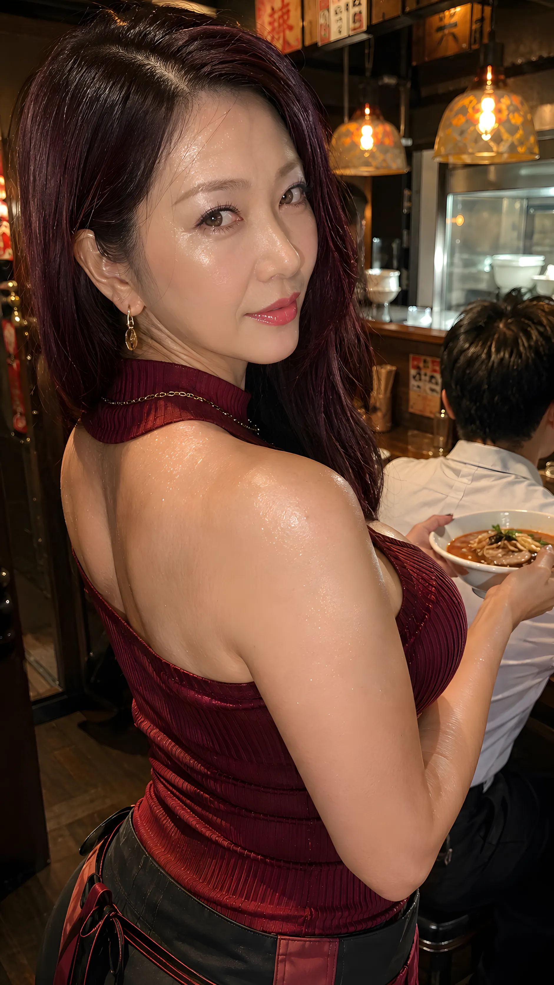 配膳前屈み姿勢 最高の隙 無防備 005
