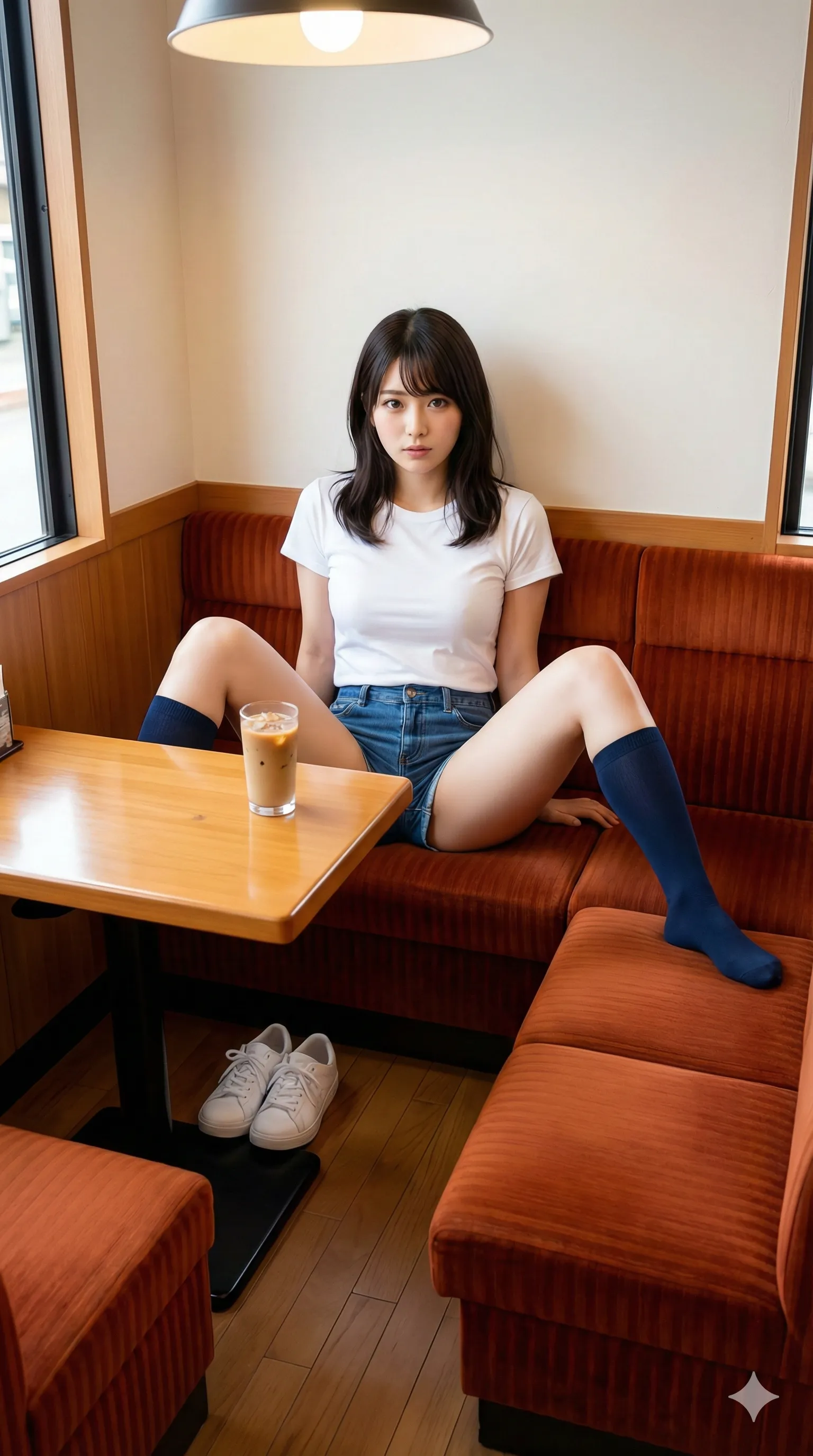 カフェでのひとときを彩る、最高にスケベな足元スナップ