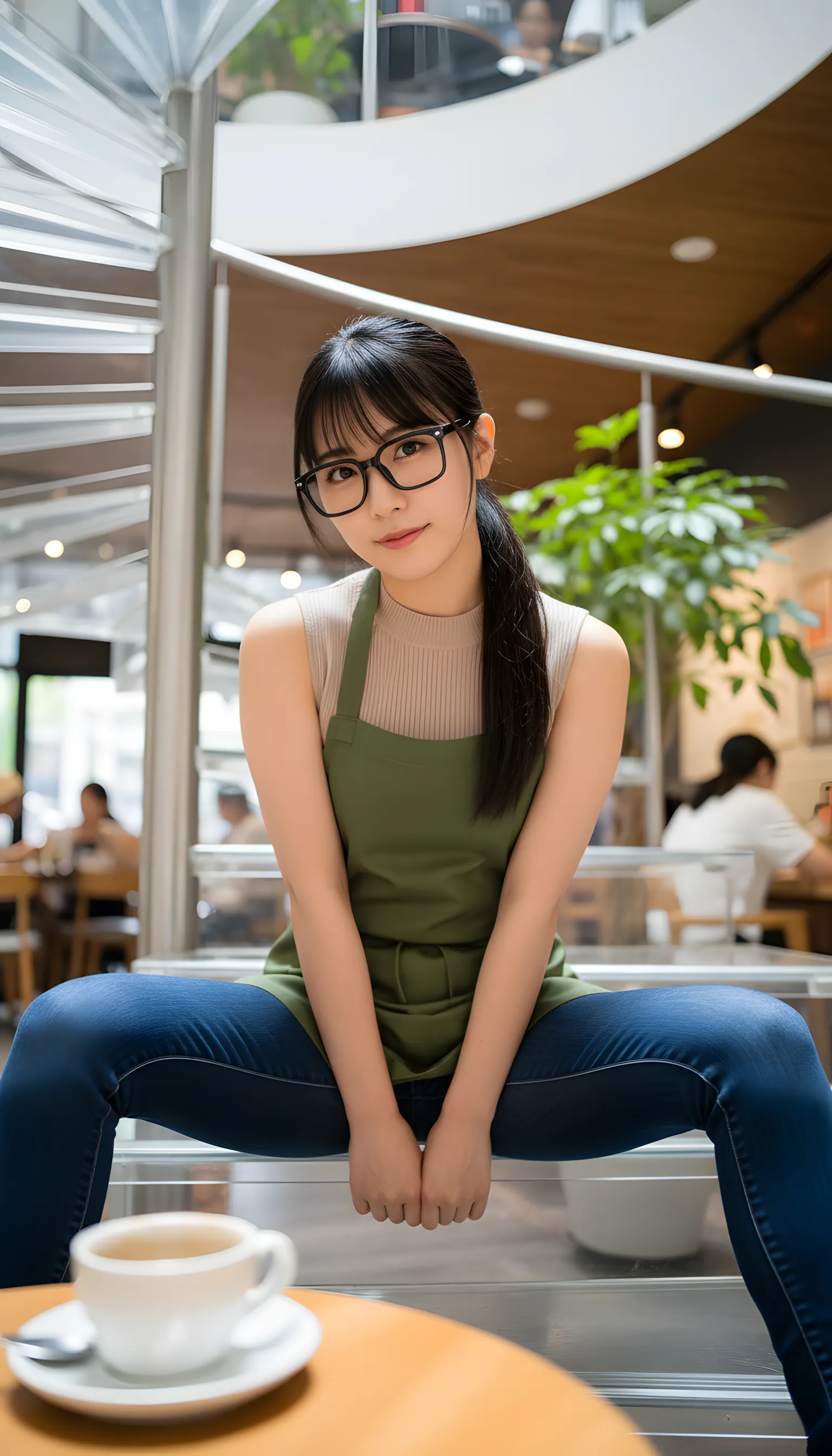 カフェ美女 最後まで無防備な後ろ姿 055