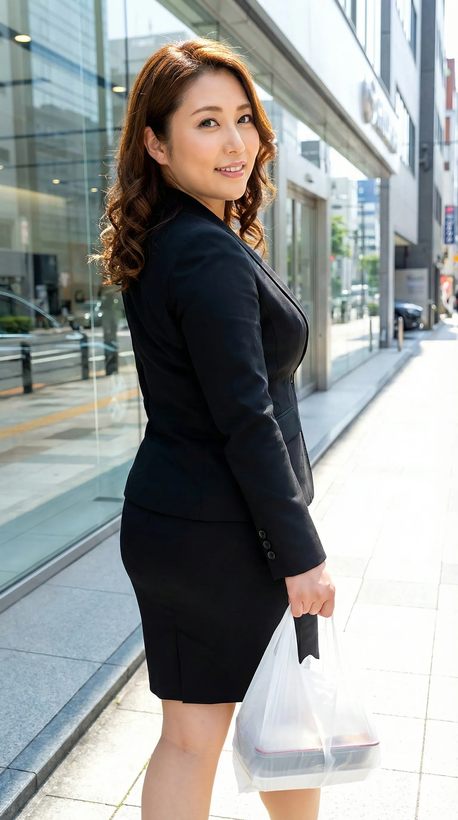黒スーツが描く、働く女性の知的で艶やかな輪郭