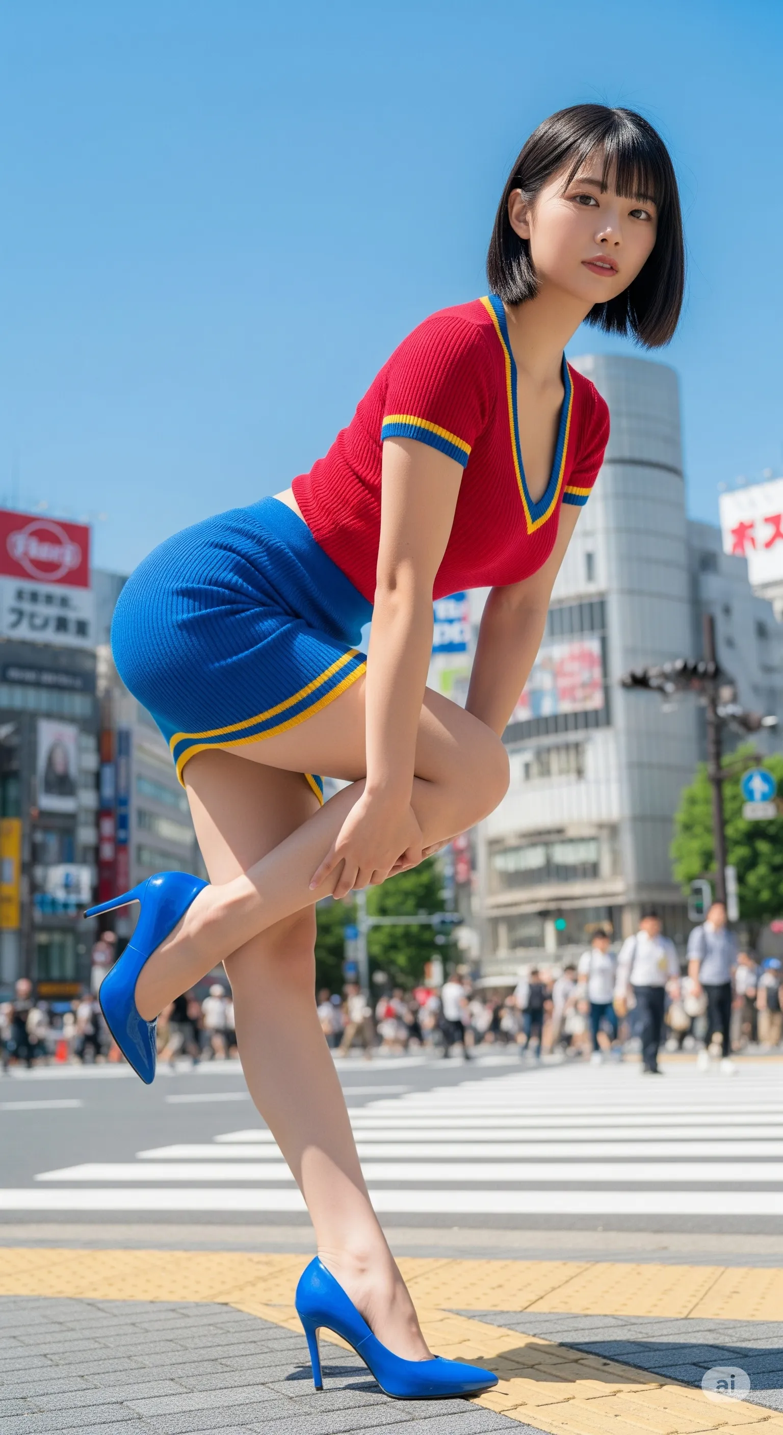 跳ねるような動きが魅力のチアガール美脚ショット 017