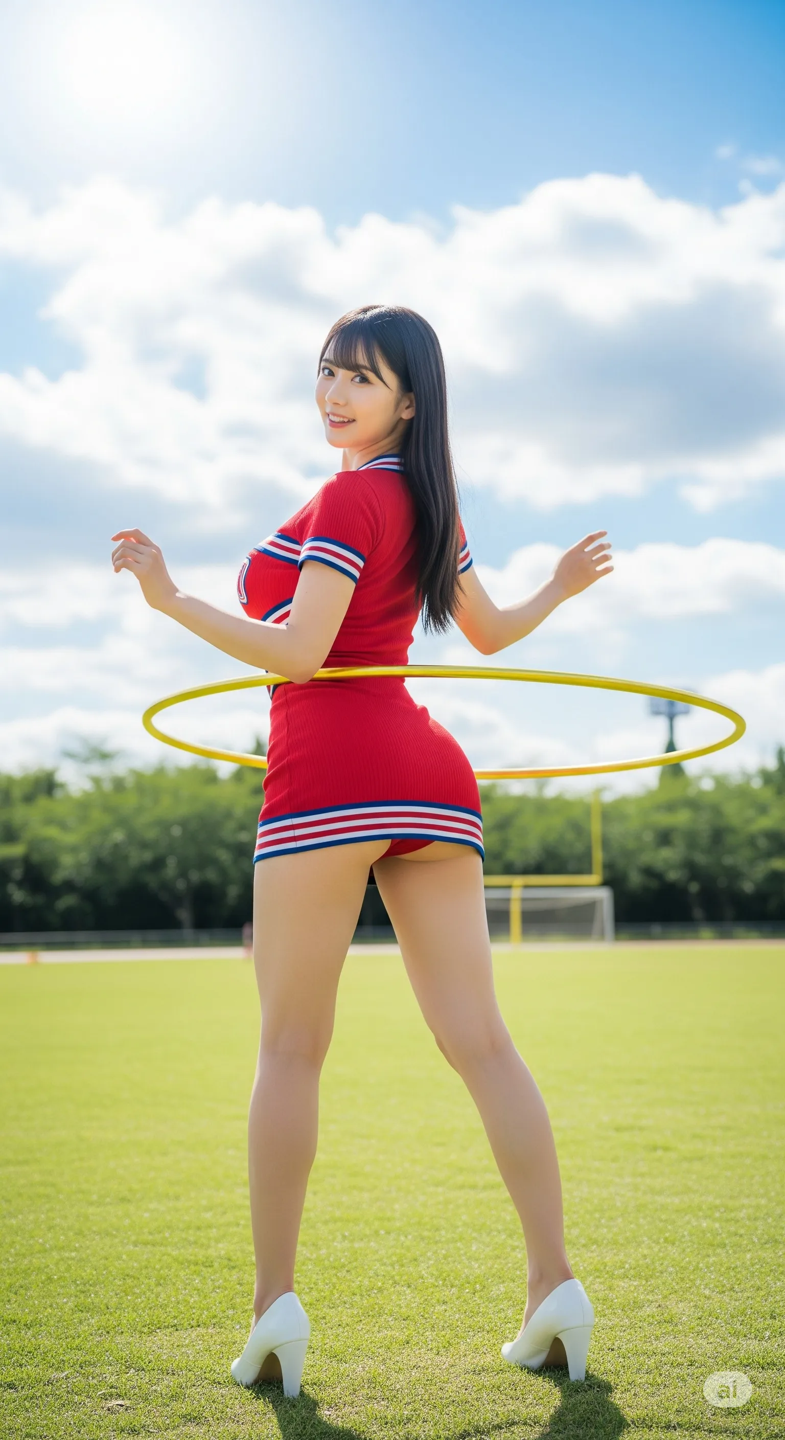 優雅なポーズで美脚を魅せるチアガール 026