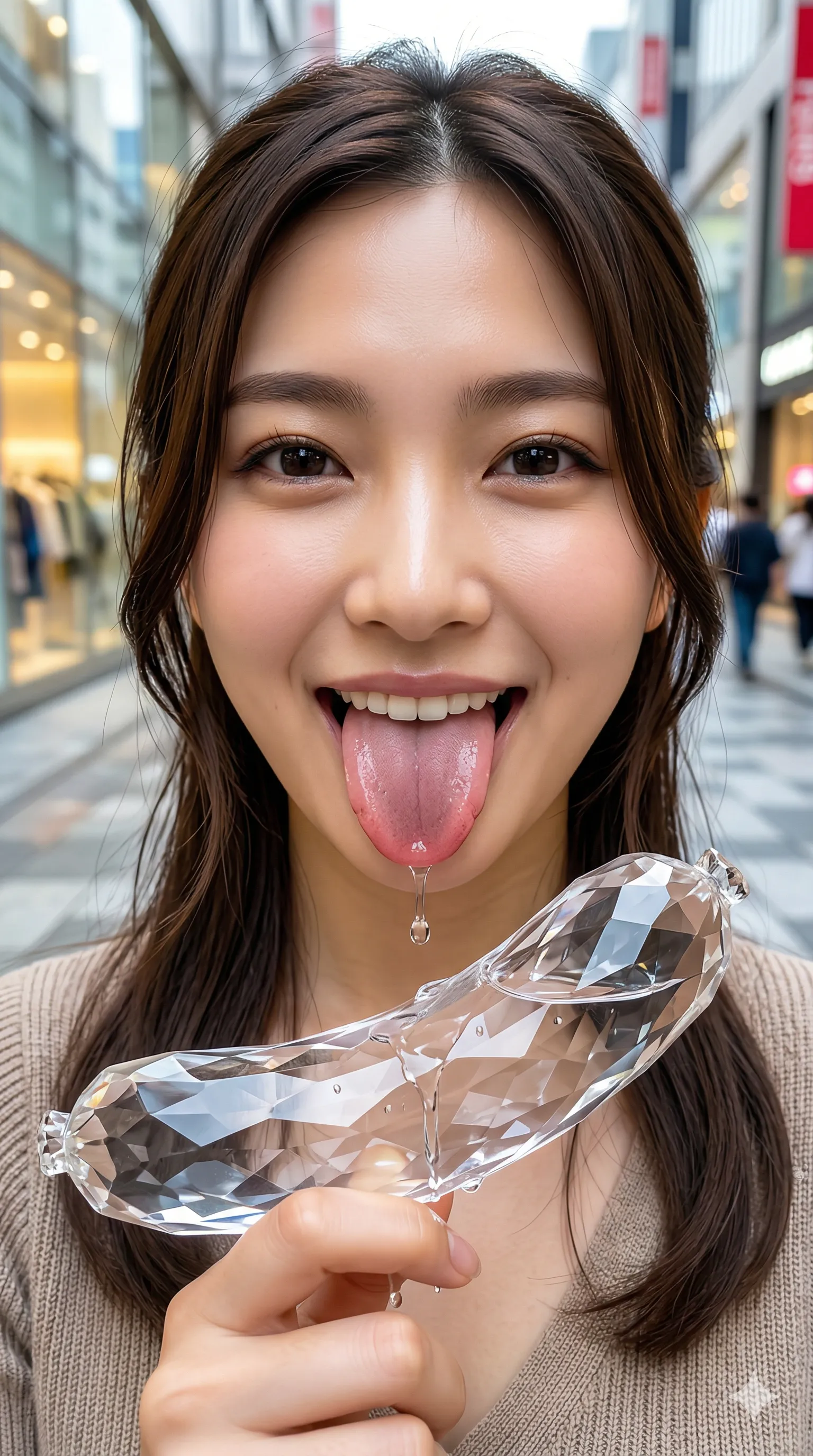 街中 疑似エロ 舌の動き 011