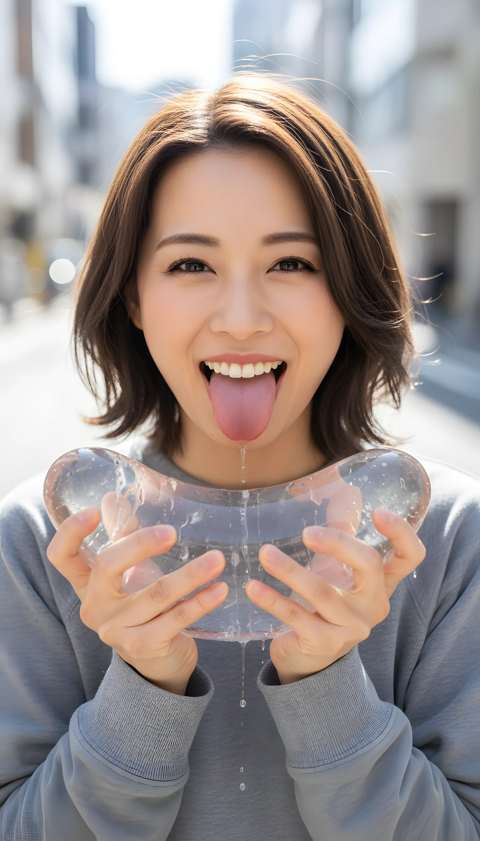 街中美女 無防備な口元 フェラ 008