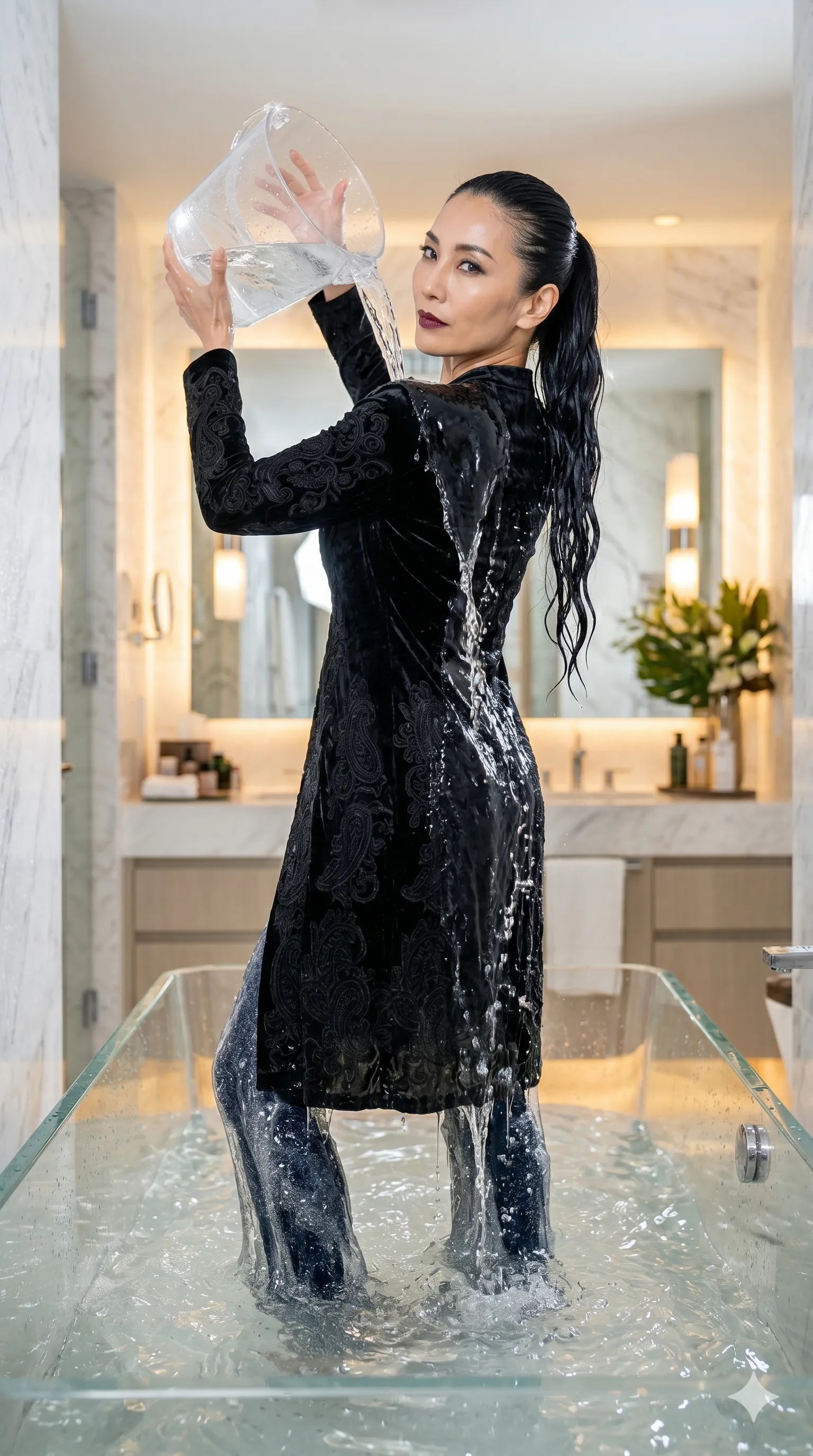 着衣でお風呂に入る清楚黒髪美女 究極の濡れた服スケベフェチグラビア 050
