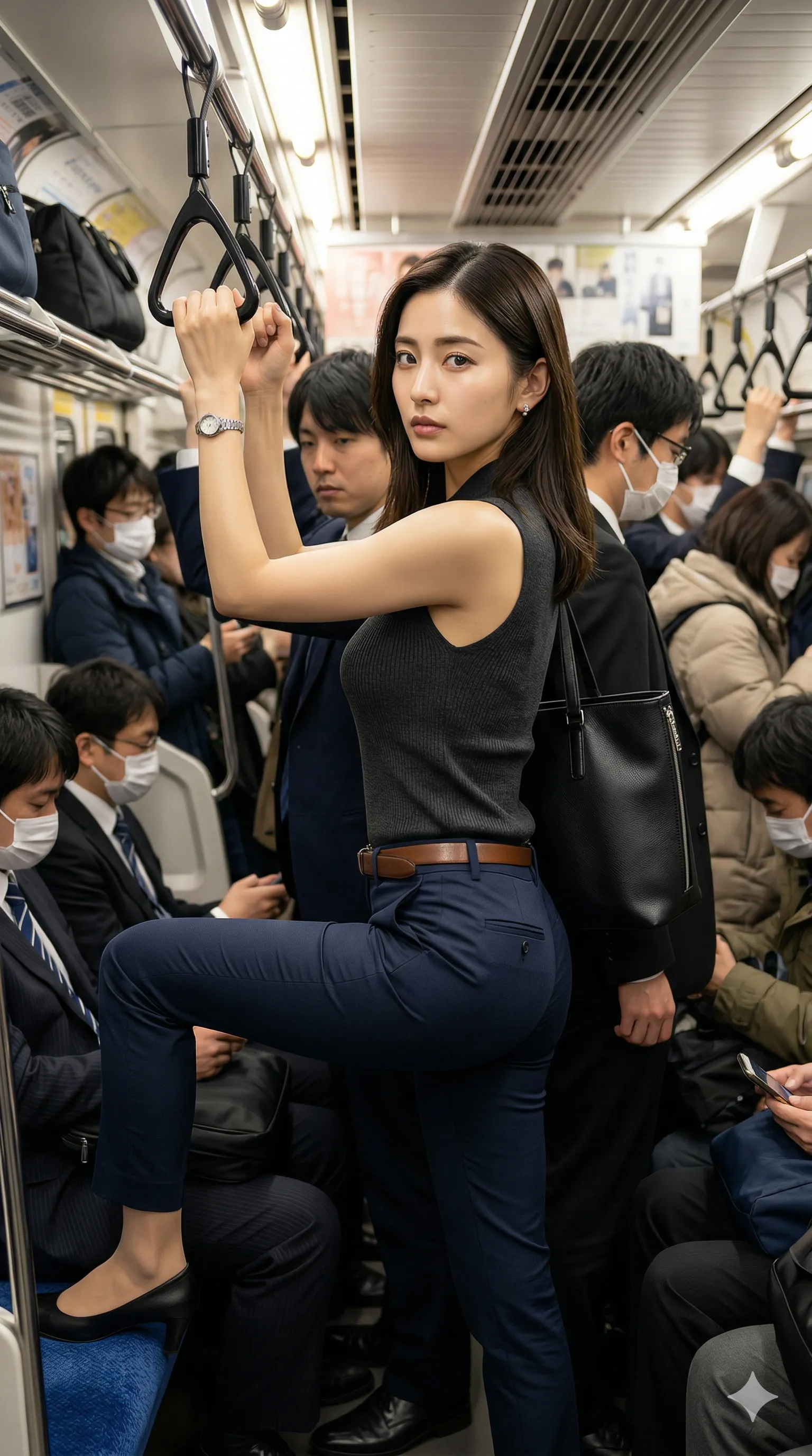 電車内 巨尻 煽りアングル 最高の肉感 020