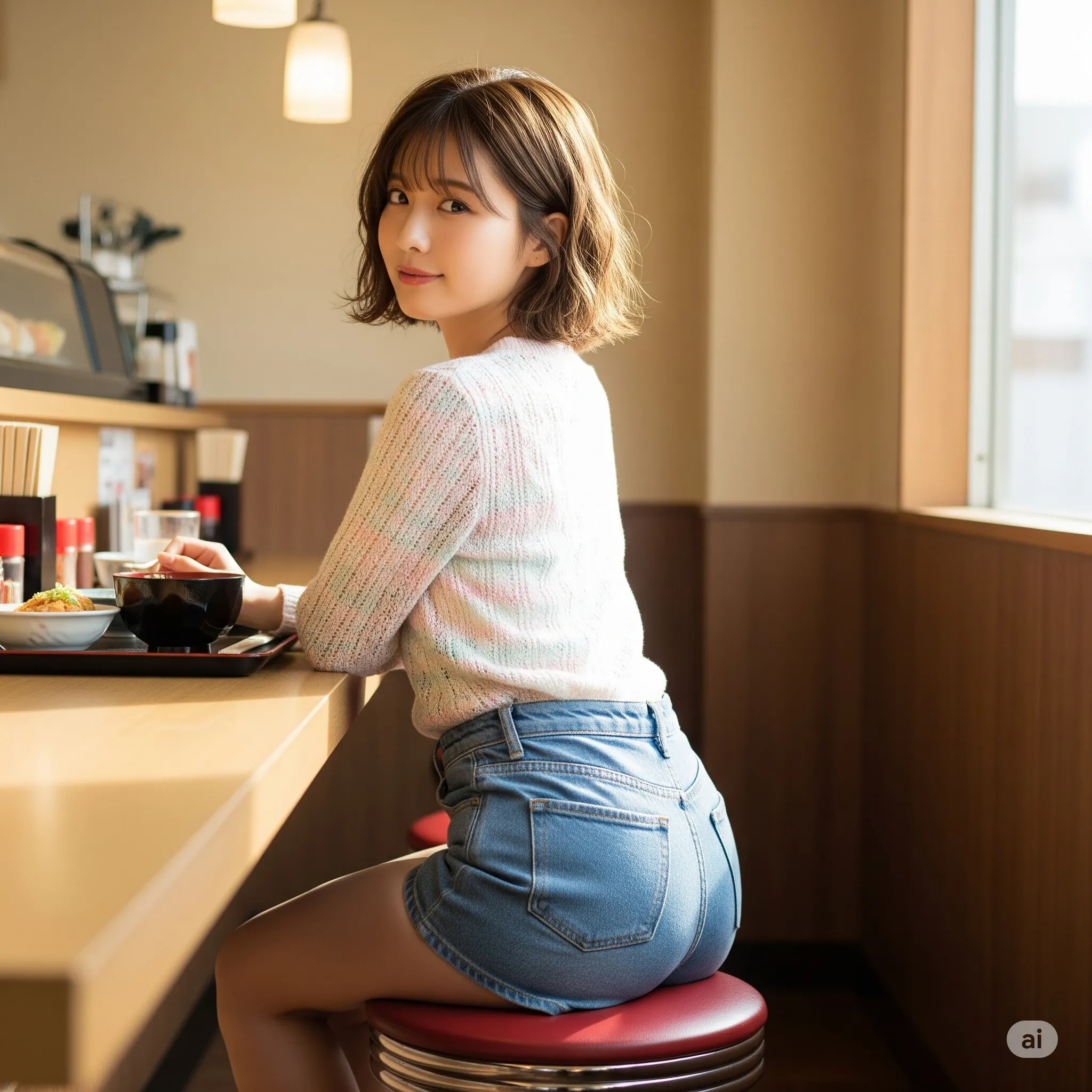 カウンター席見返りヒップショット 001｜日常フェチグラビア