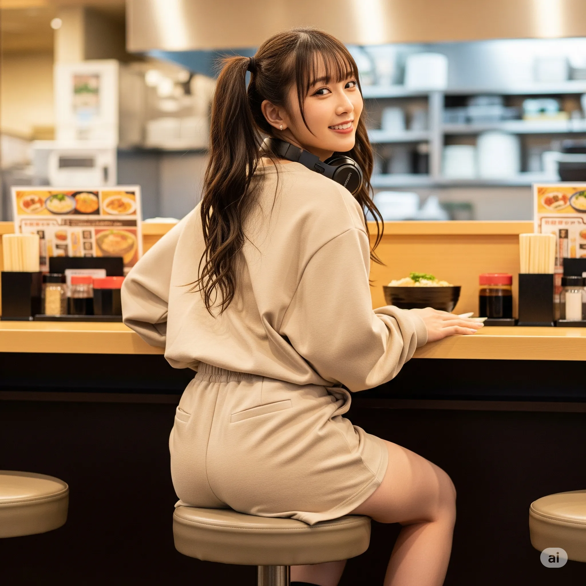 ショートパンツ女子のカウンター尻ショット 005