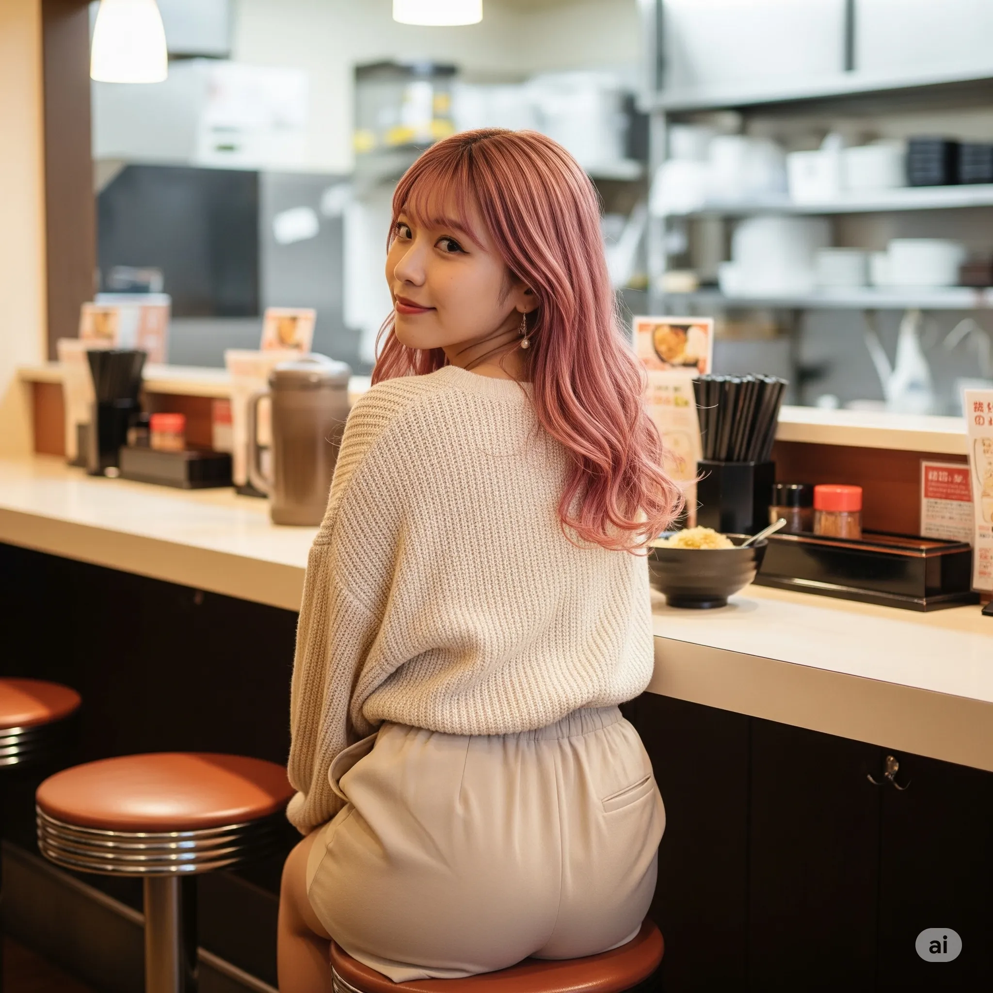 ジャージ姿で座る女子の見返り尻フェチ写真 013