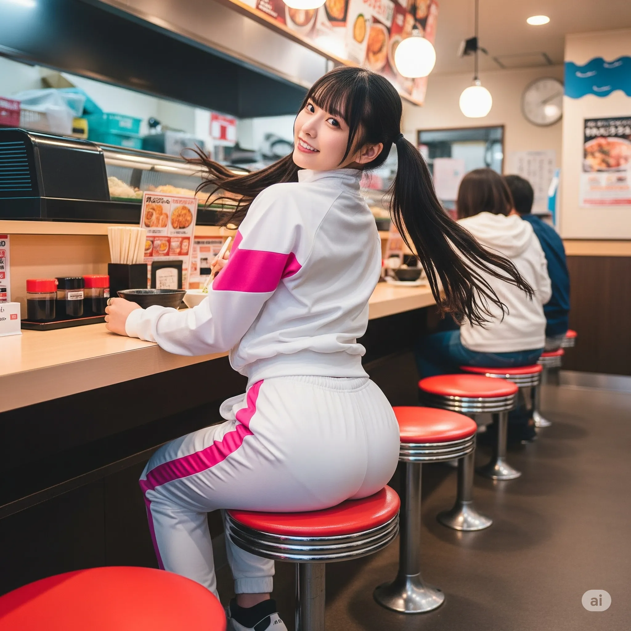 店内カウンター・ショートパンツ尻ショット 017