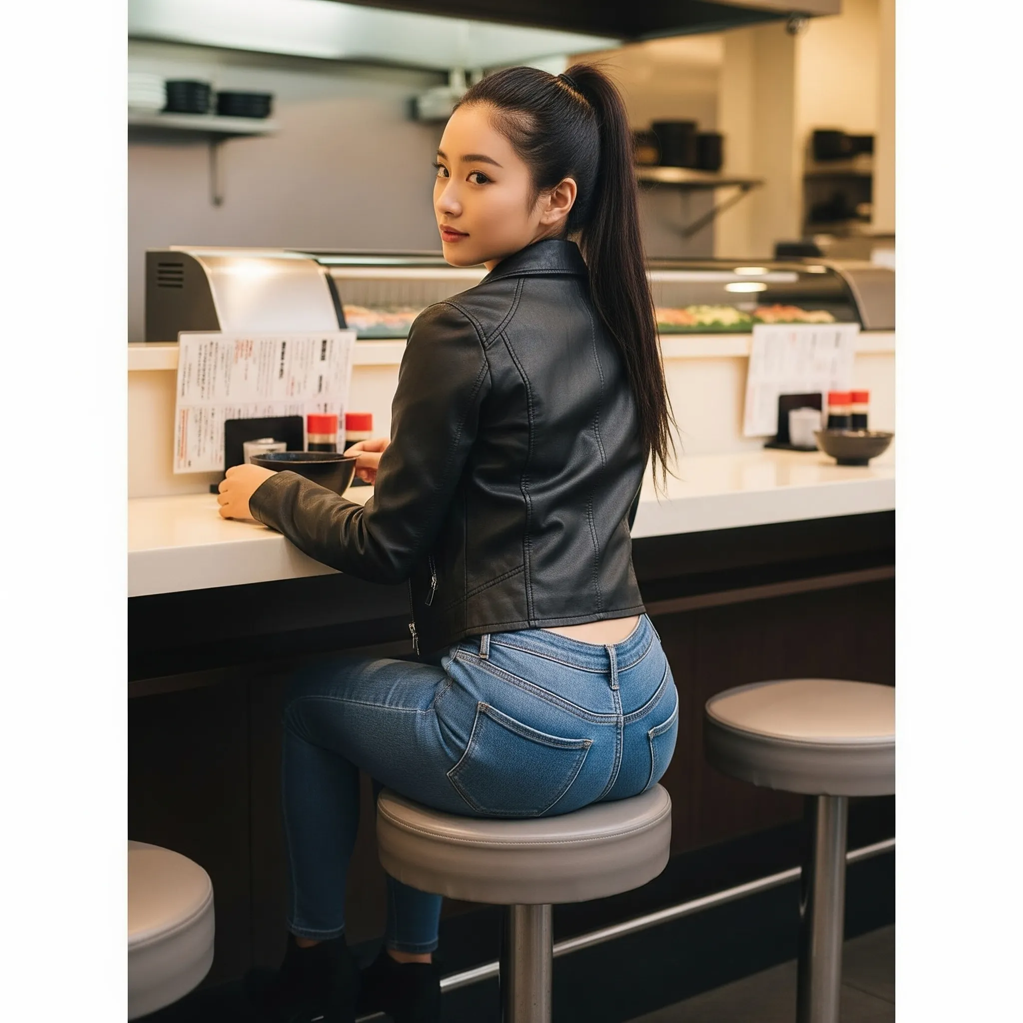 キャミ女子のカウンター尻アングル 021