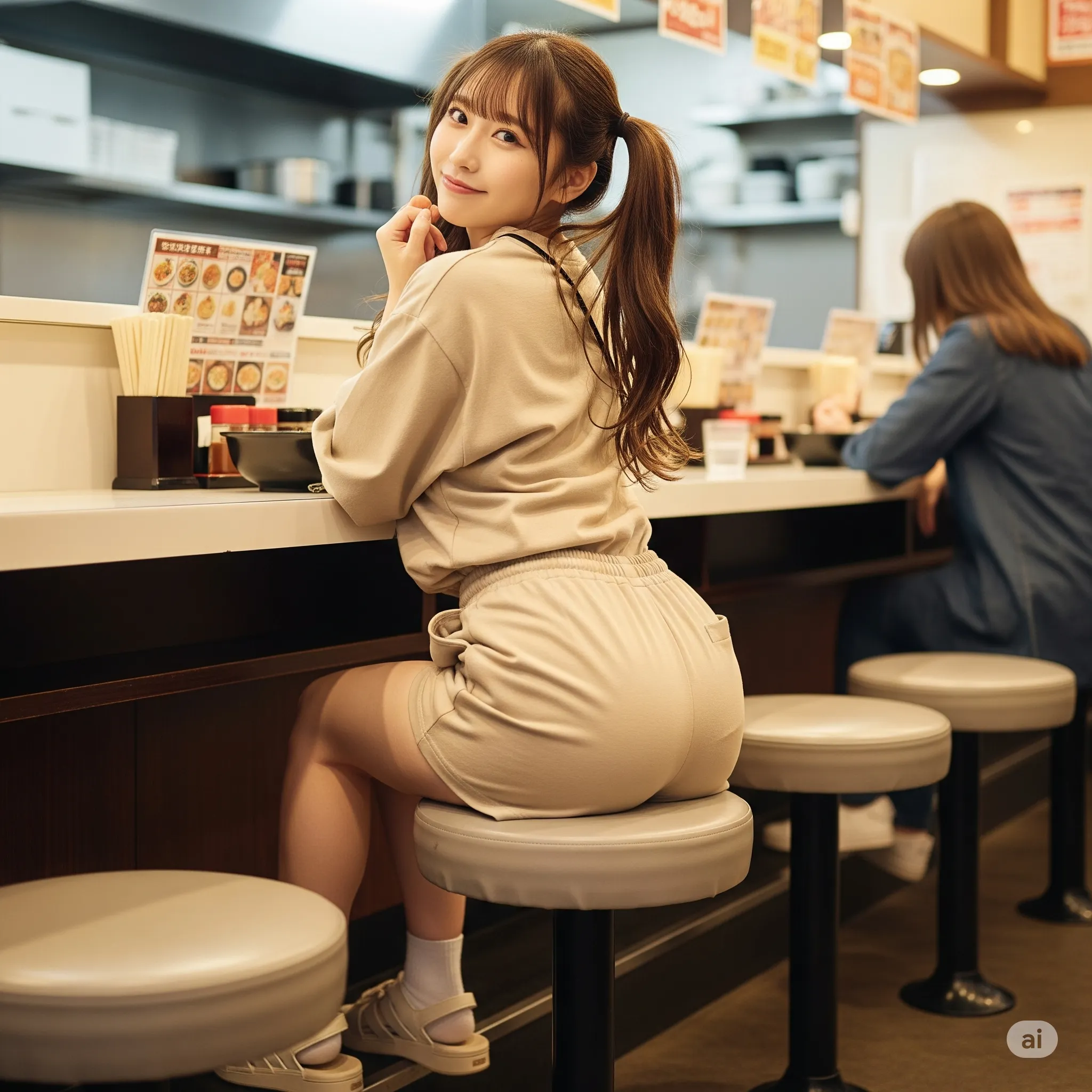 ショートパンツ女子のバー風尻ショット 038