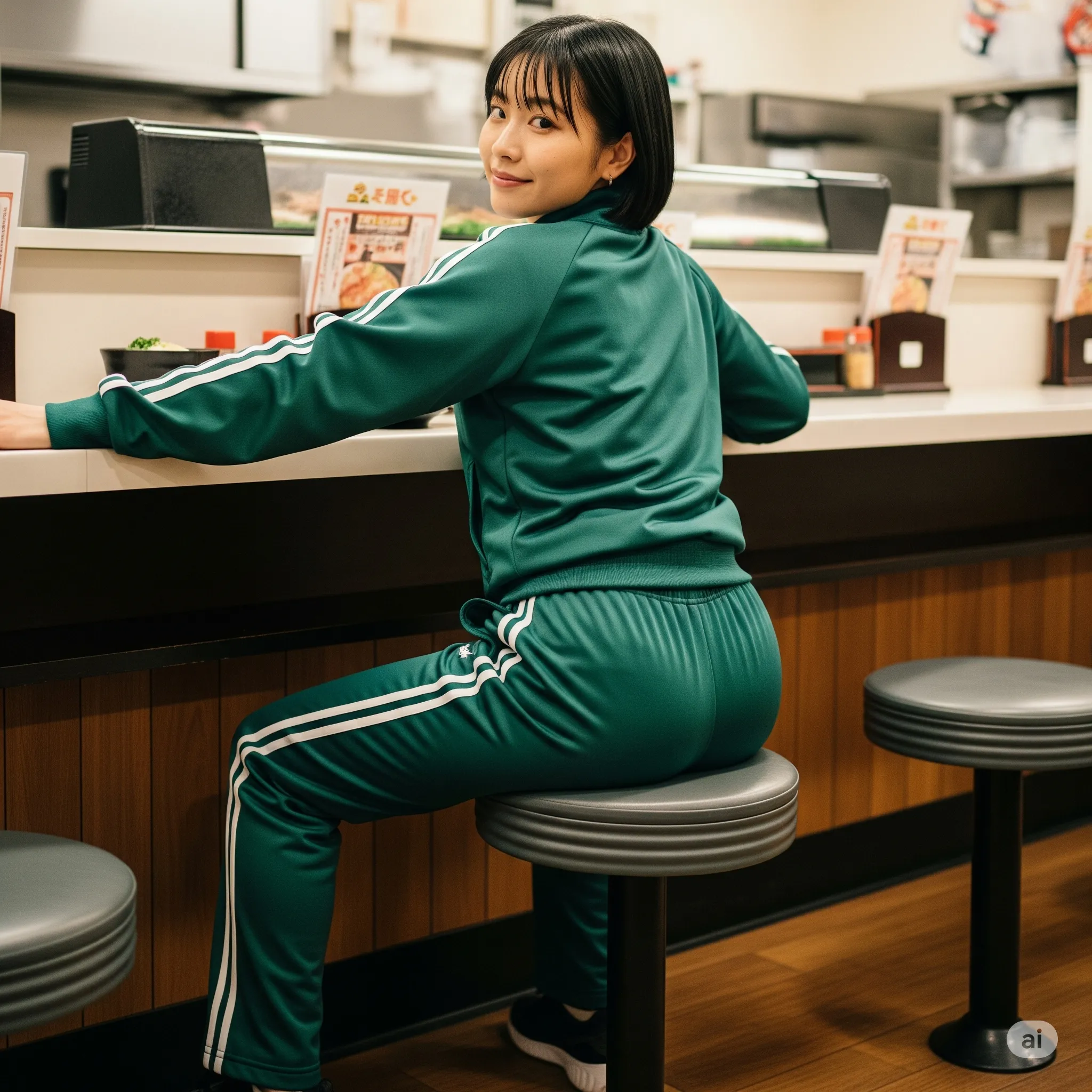 店内カウンターでの抜け感ヒップライン 039