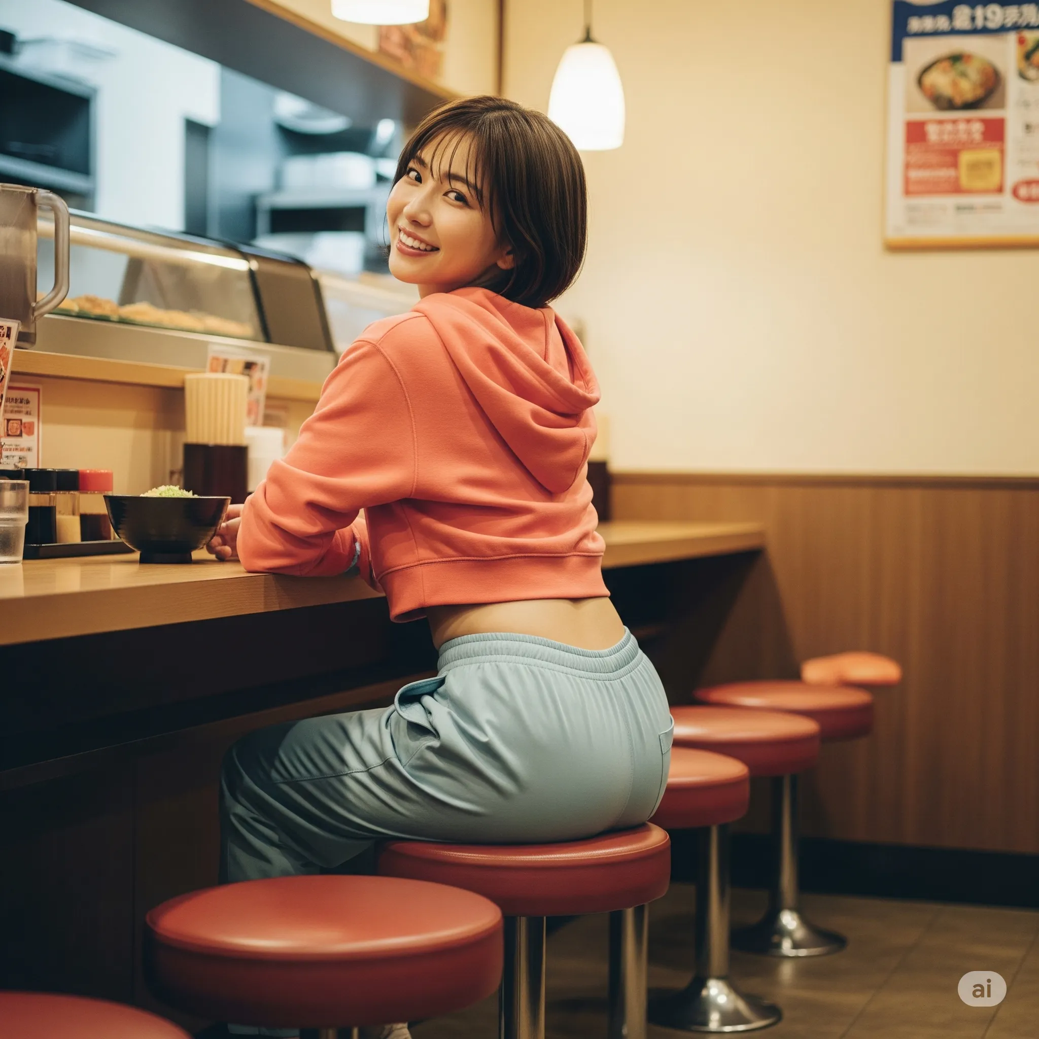 振り返り笑顔と丸み尻の絶妙バランス 045