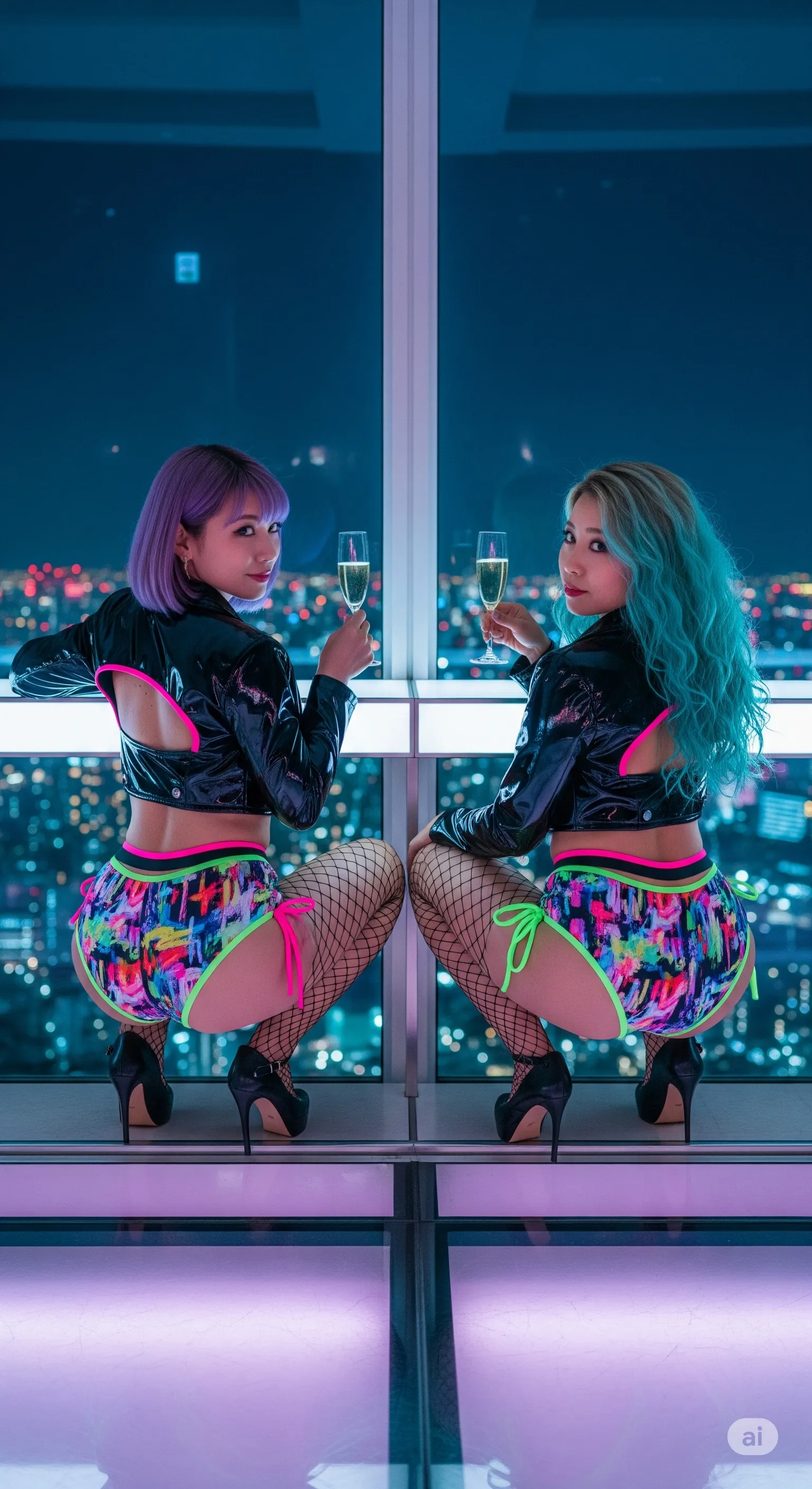 ダンサー美女2人がお尻を寄せ合うセクシーポーズ 003