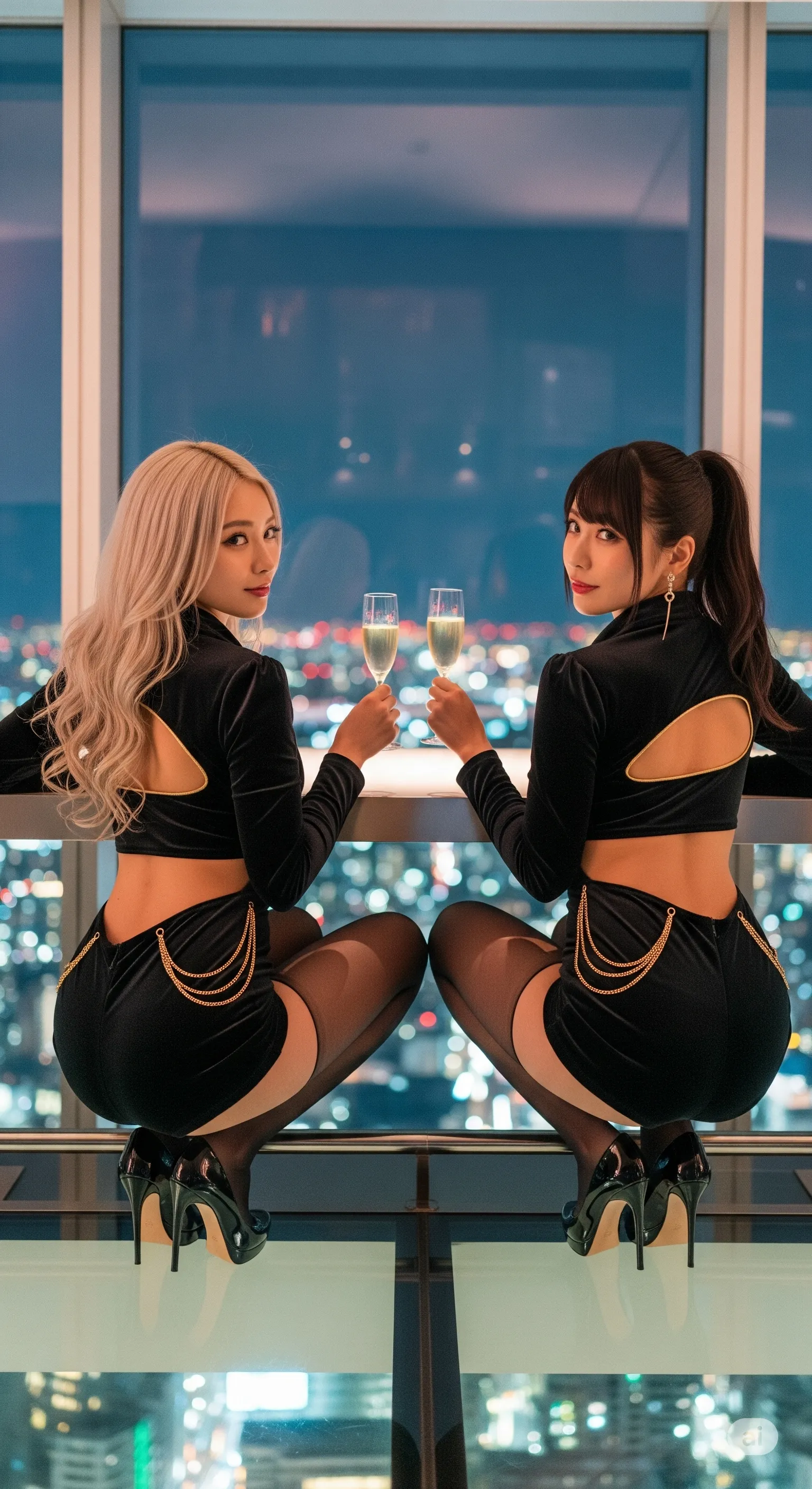 飲み会で魅せるダンサー女子のお尻突き出しフェチショット 004