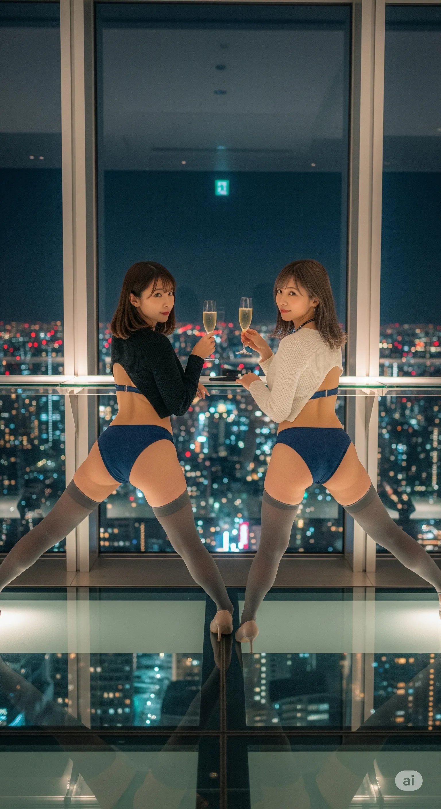 ダンサー2人が並んでヒップを寄せるセクシーフェチ画像 015