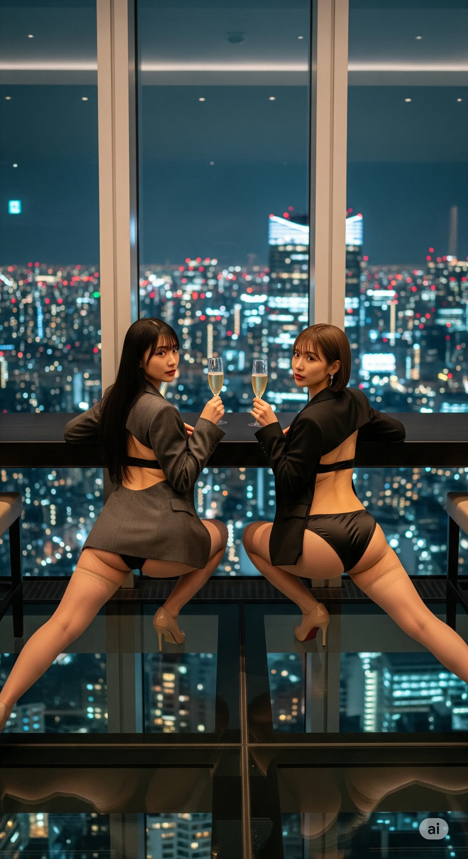 港区女子の艶やかなヒップラインを見せる飲み会ショット 022