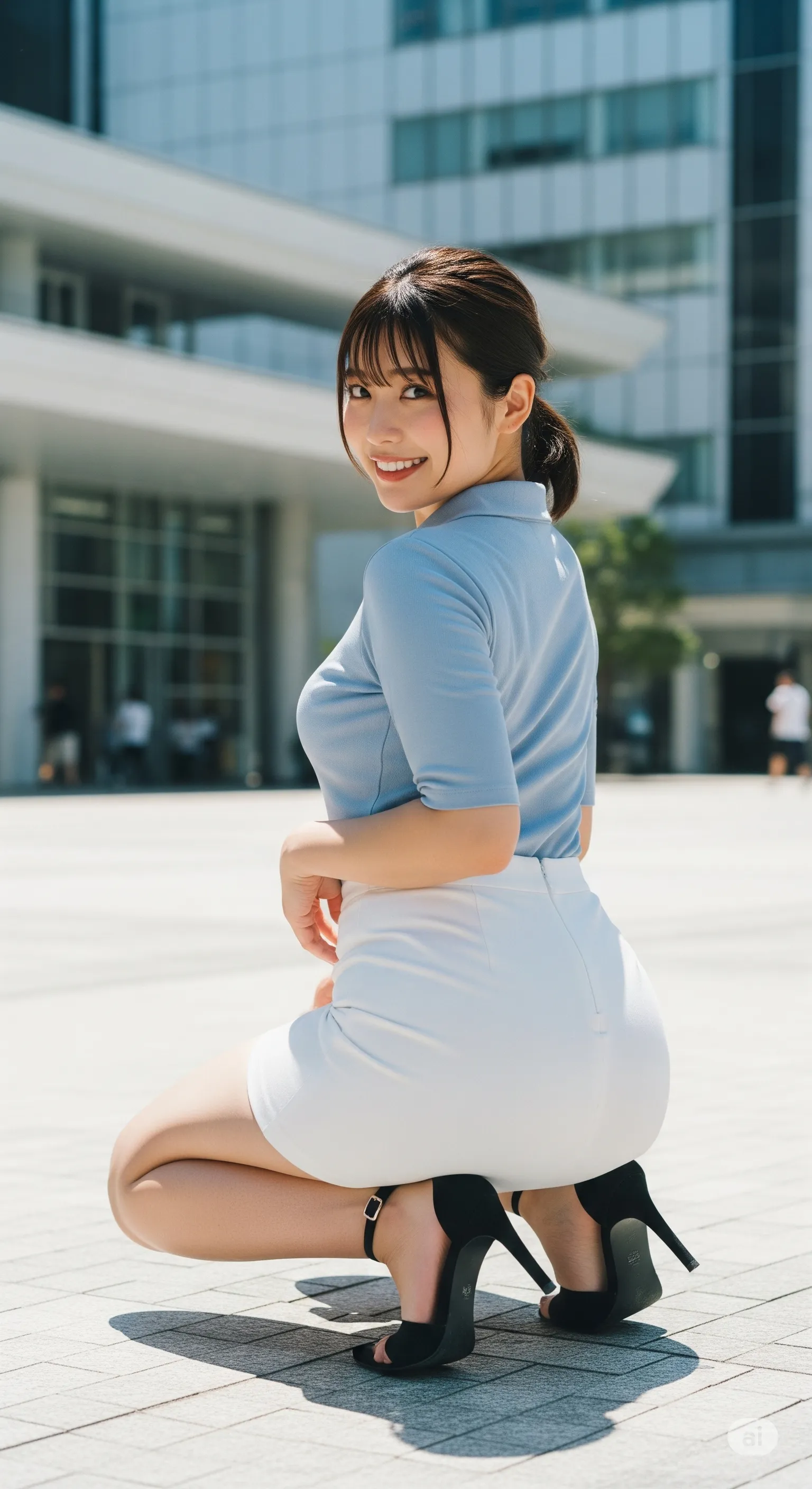 ランチに向かうOL二人組の並んだ尻フェチショット