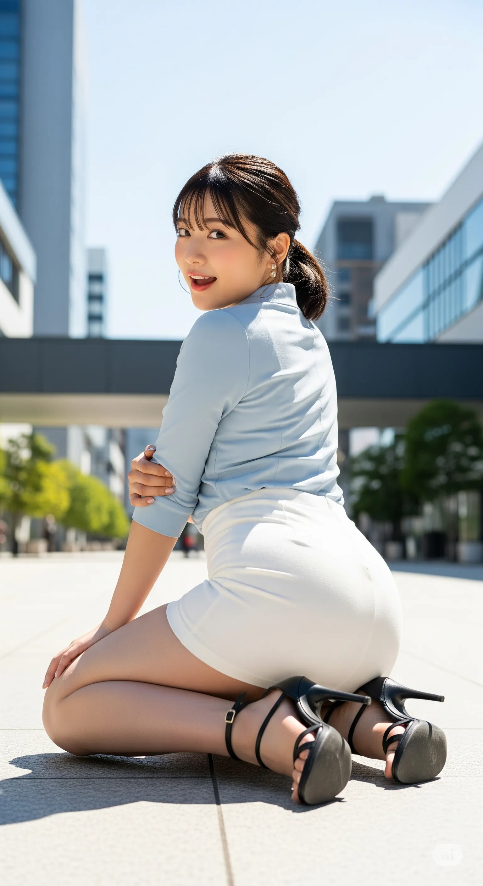 タイトスカートが描く、都会的で洗練された尻曲線