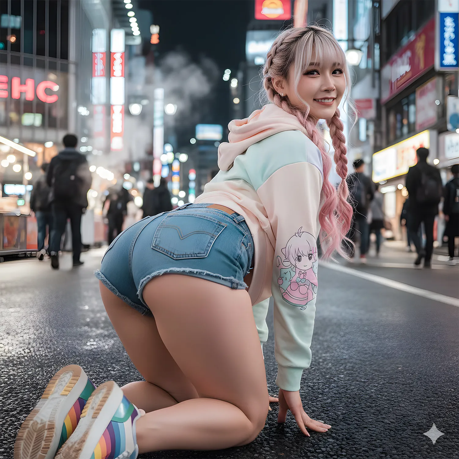 ストリート×デニム 四つん這い 魅惑の尻曲線 041