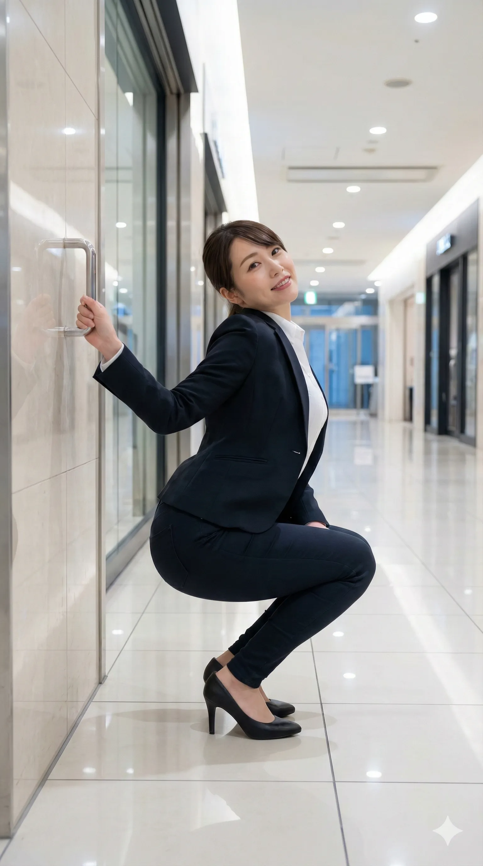 変態角度の脚上げストレッチ 美女の柔軟性が際立つ 014