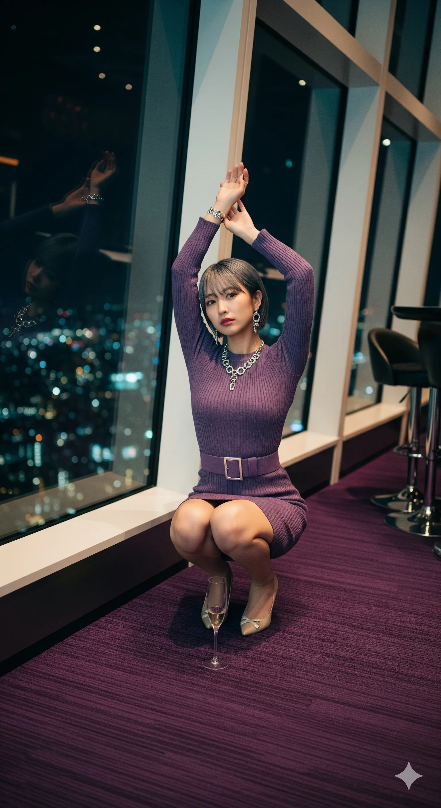 上半身の曲線と脇が際立つセクシーナイトショット 030