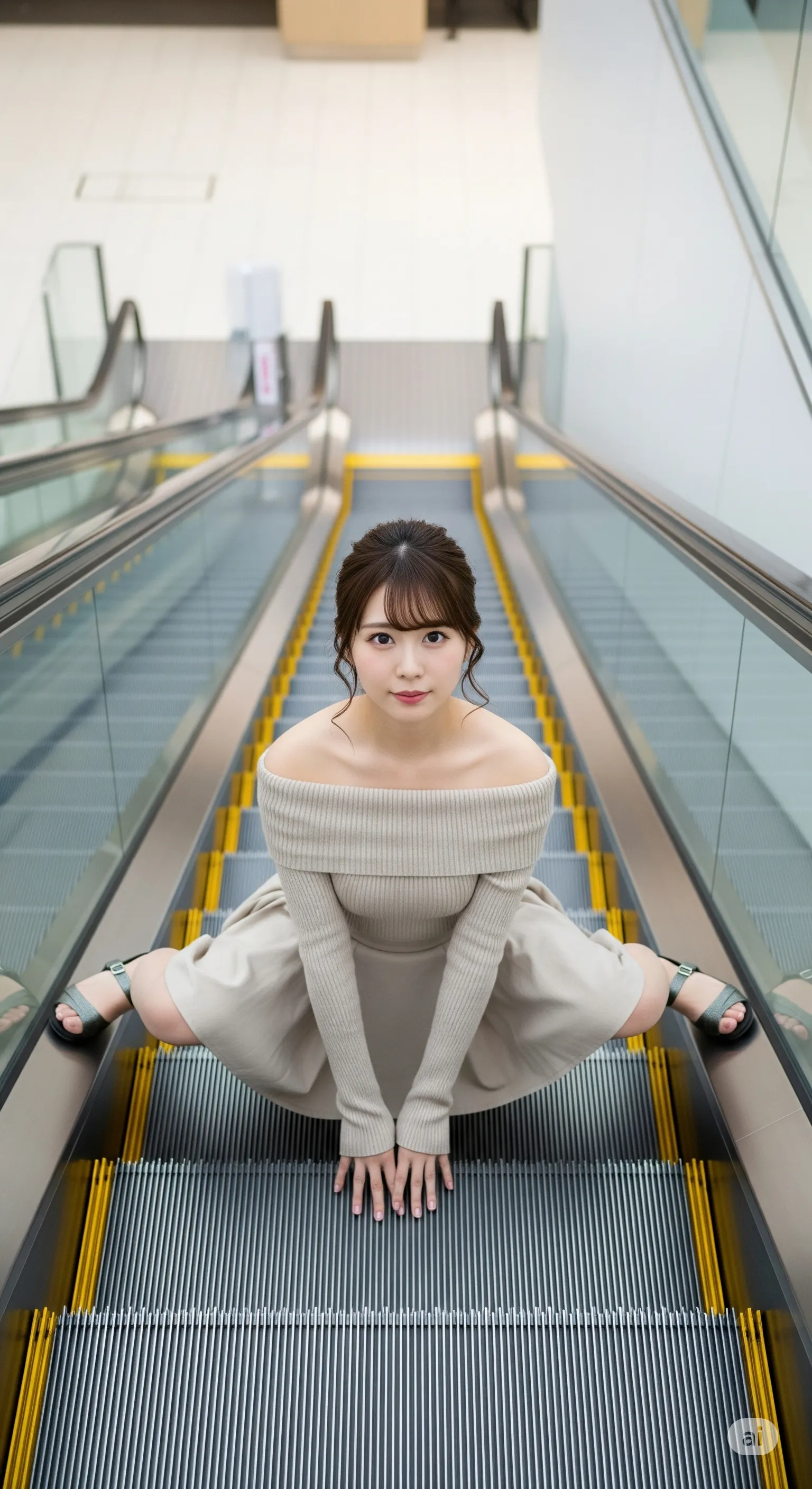 段差でヒップが盛り上がる私服女子の尻ラインショット 020